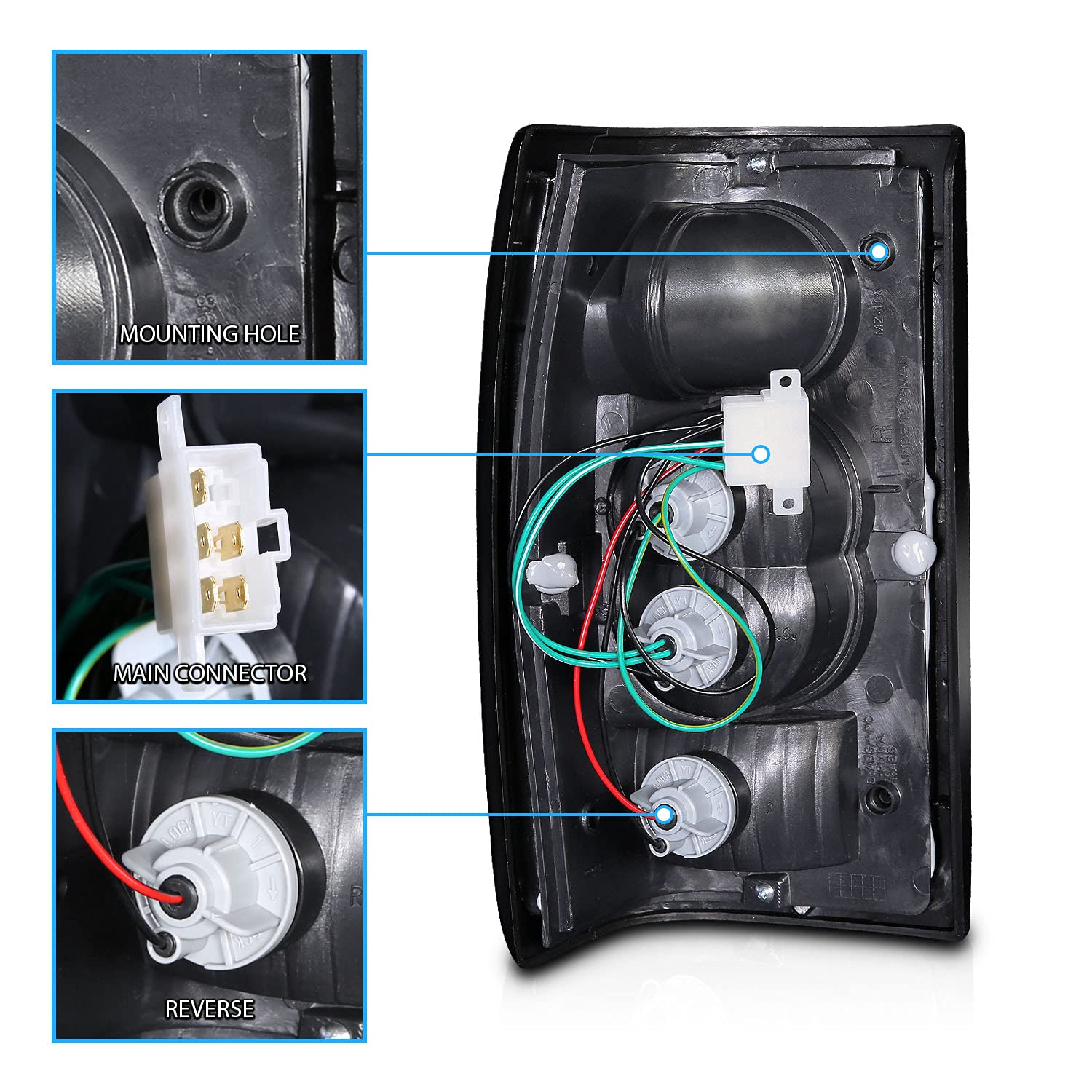 Amerilite Black Euro Tail Lights For 1986-1993 Mazda B2000 Seried Pick Up Truck - Passenger And Driver Side