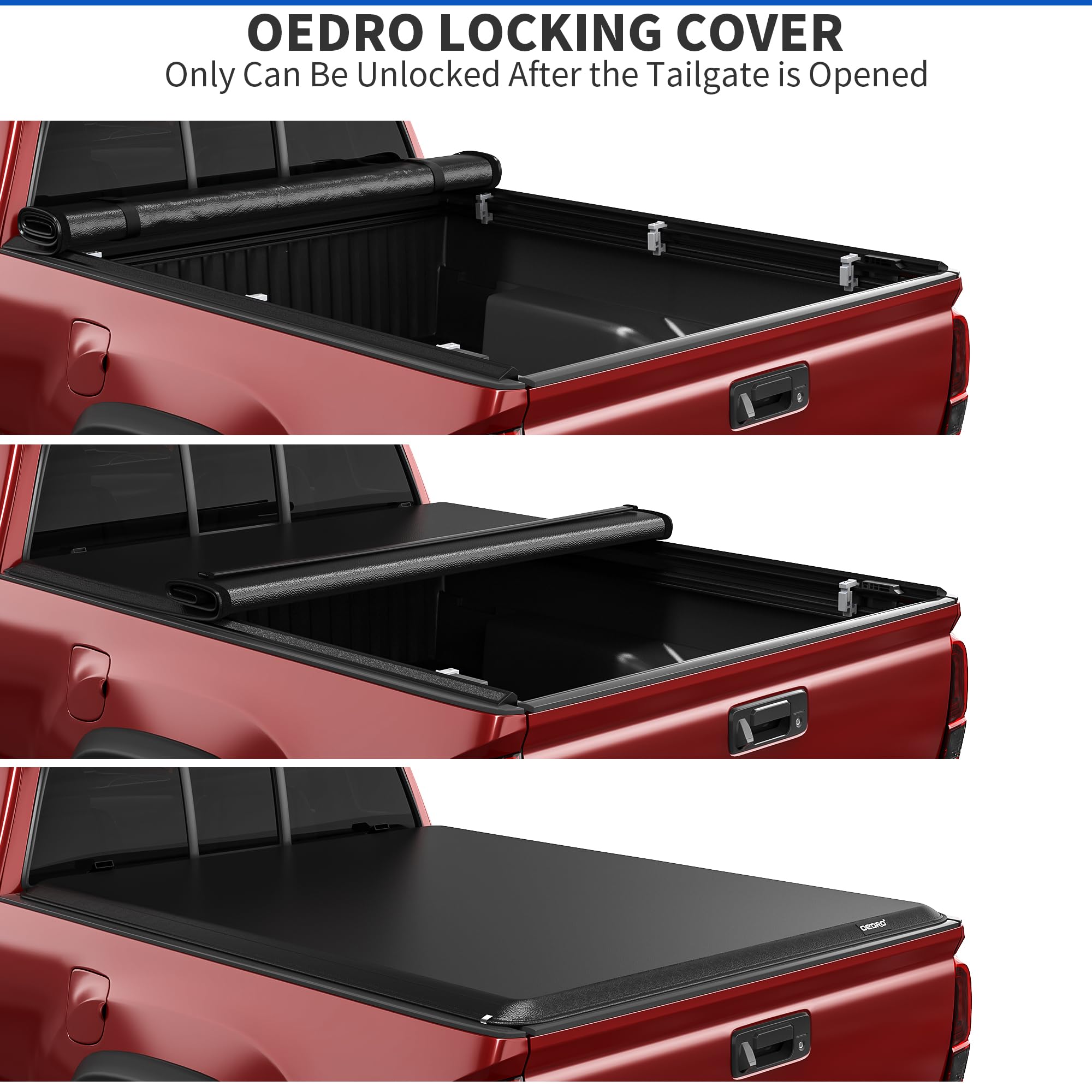 Oedro Soft Roll Up Truck Bed Tonneau Cover Compatible With 2005-2025 Nissan Frontier(Not For M  Xico), Fleetside 5 Feet Bed