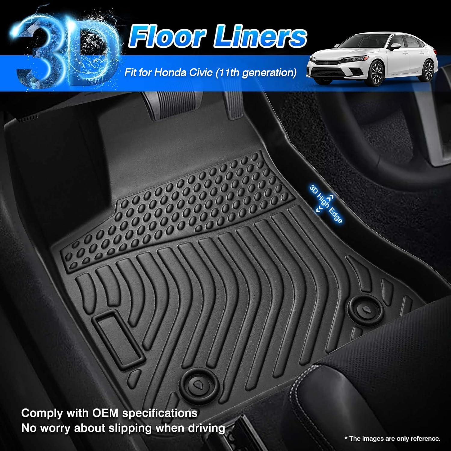 All Weather Floor Mats Fit for Honda Civic 2022-2025 2026 Sedan Hatchback Si (Include Sport,Not for Hybrid) & Acura Integra 2023