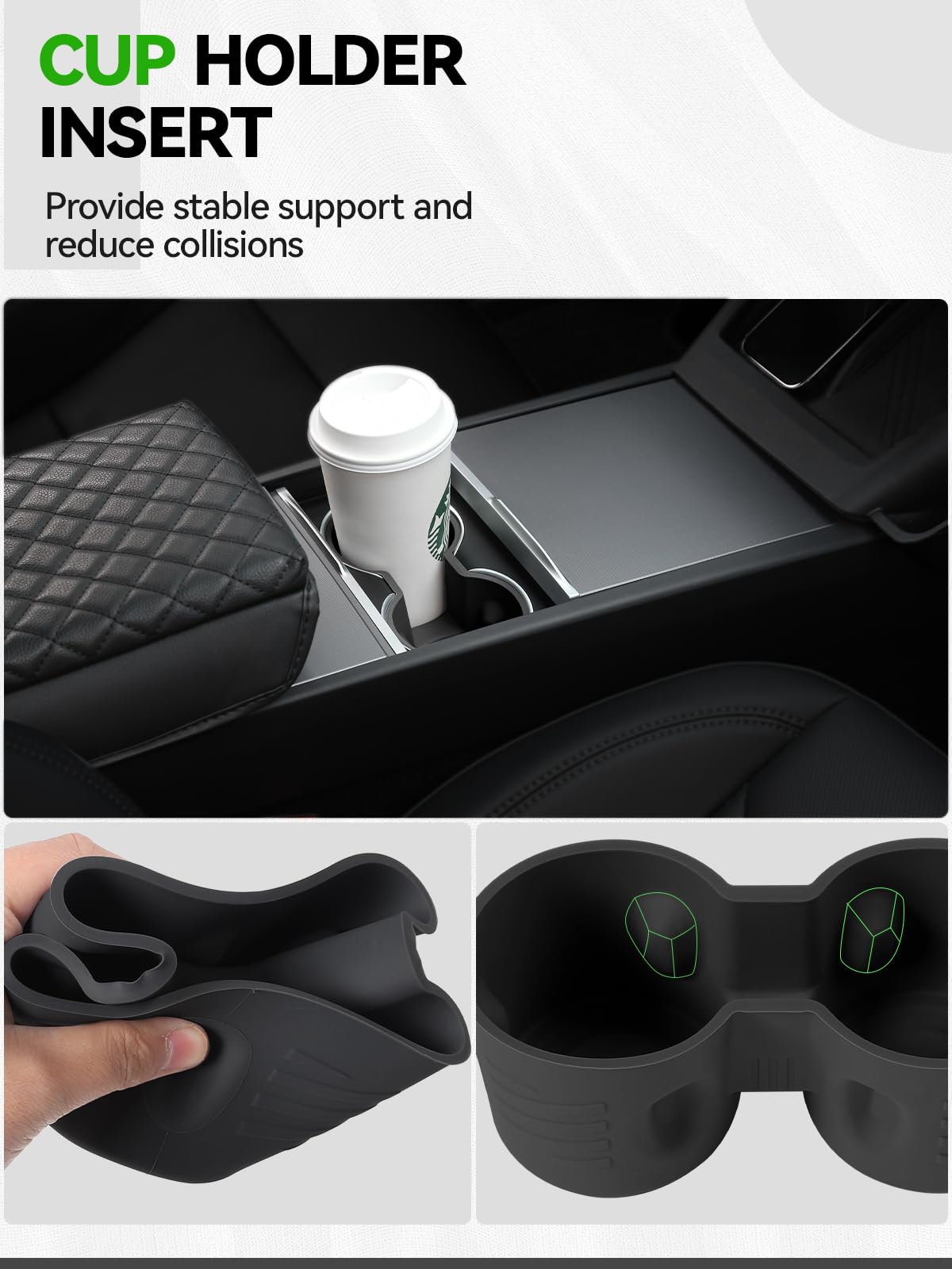 7PCS Center Console Organizer Tray for 2024 2025 Tesla Model 3 Accessories, Armrest Hidden Storage Box Cup Holder Charger Pad fo