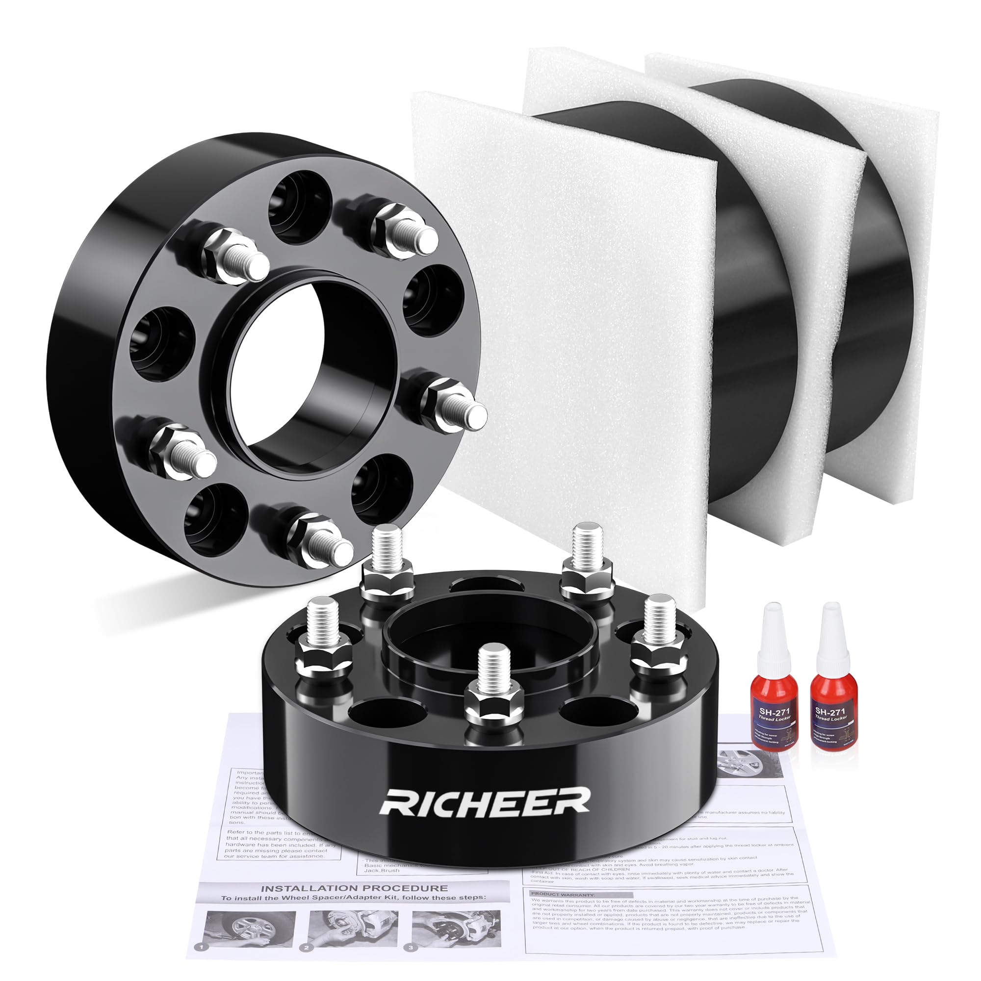 Richeer 5X5 Hubcentric Wheel Spacers For 2007-2017 Wrangler Jk Jku 1999-2009 Grand Cherokee Wj Wk 2006-2010 Commander Xk, 4Pcs 2