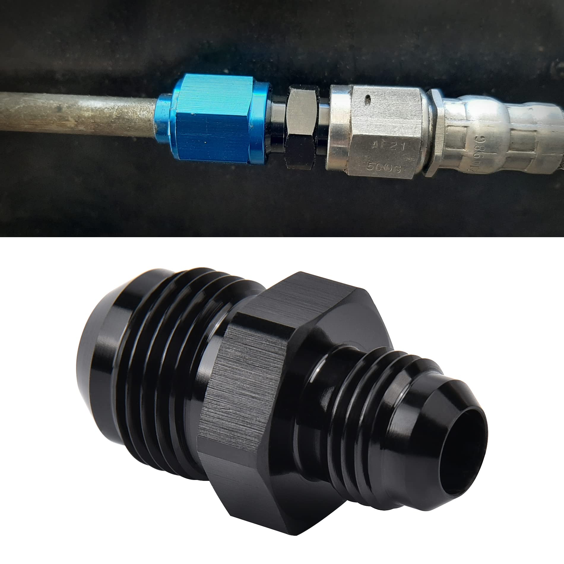 Evil Energy 6An Male To An4 Male Flare Reducer Coupler Union Straight Adapter Fitting Black 2Pcs