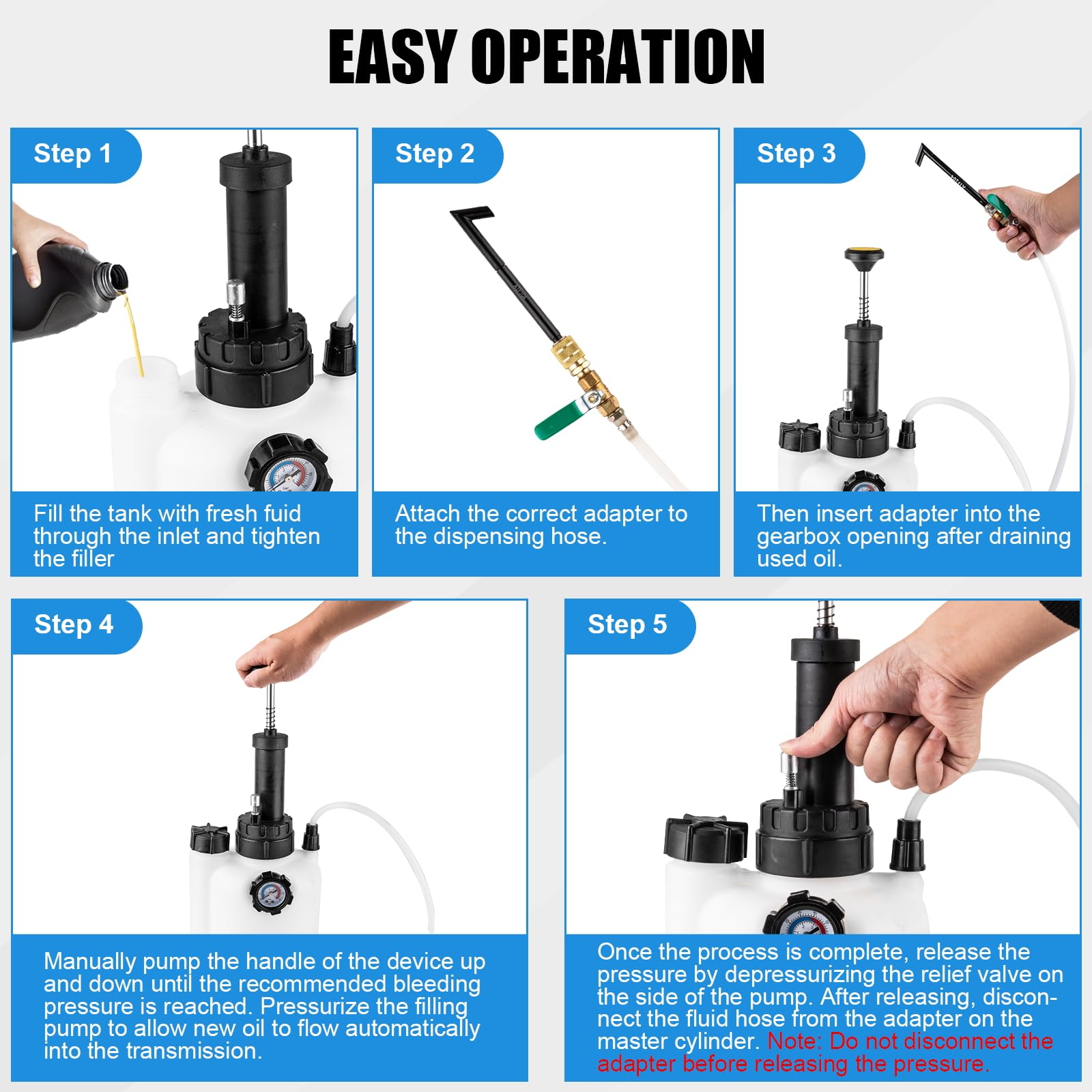 BetyBedy 3L Transmission Fluid Pump Kit, Fluid Transfer Pump with 13PCS ATF Adapters, Manual Transmission Oil Pump for Automotiv