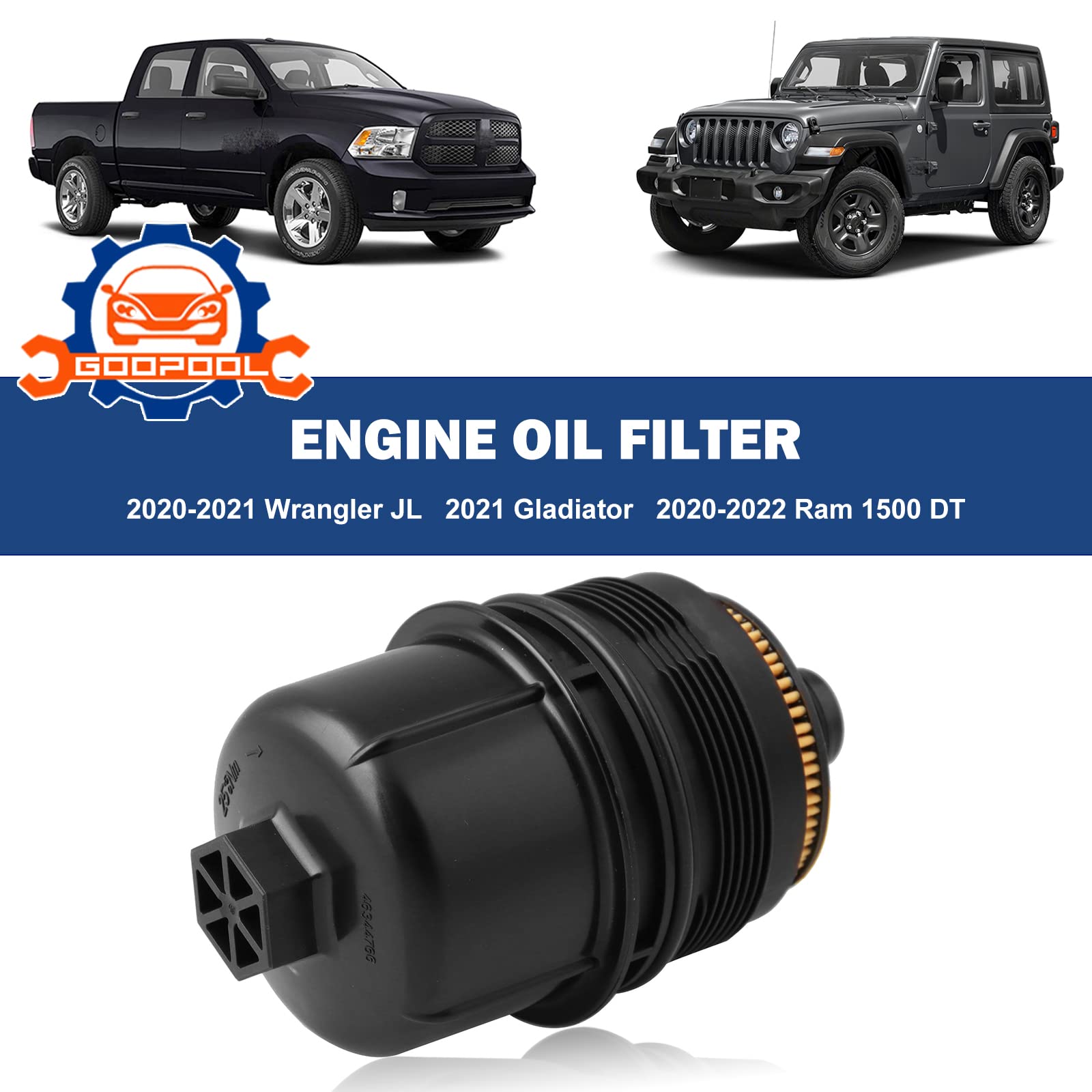 Ecodiesel Engine Oil Filter 68507598AA 68498720AA Compatible with Jeep 2020 2021 Wrangler JL,2021 Gladiator,2020 2021 2022 Ram 1