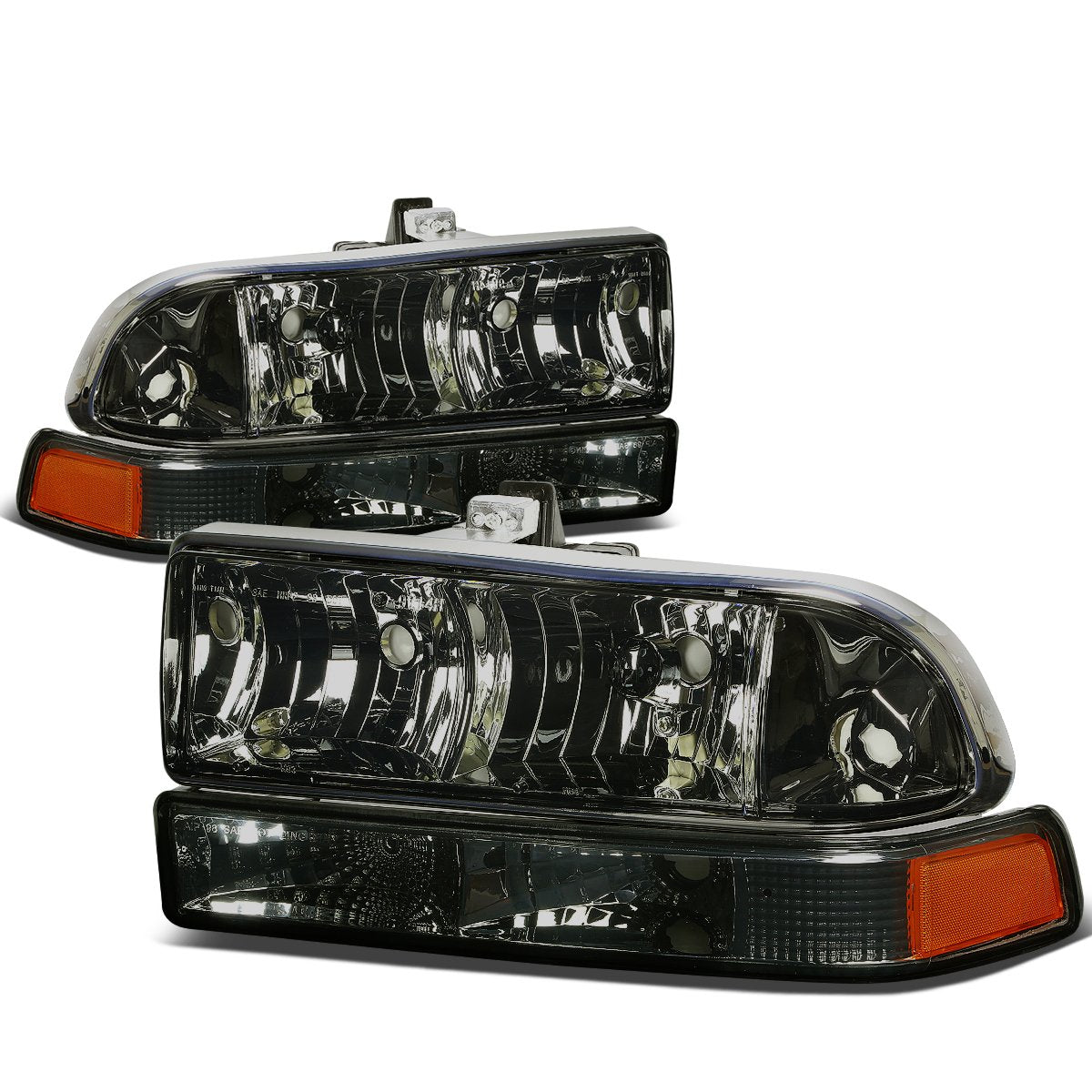 Auto Dynasty [Halogen Model] 4Pcs Factory Style Headlights Assembly With Bumper Lamps Compatible With Chevy S10 Blazer 98-04, Dr