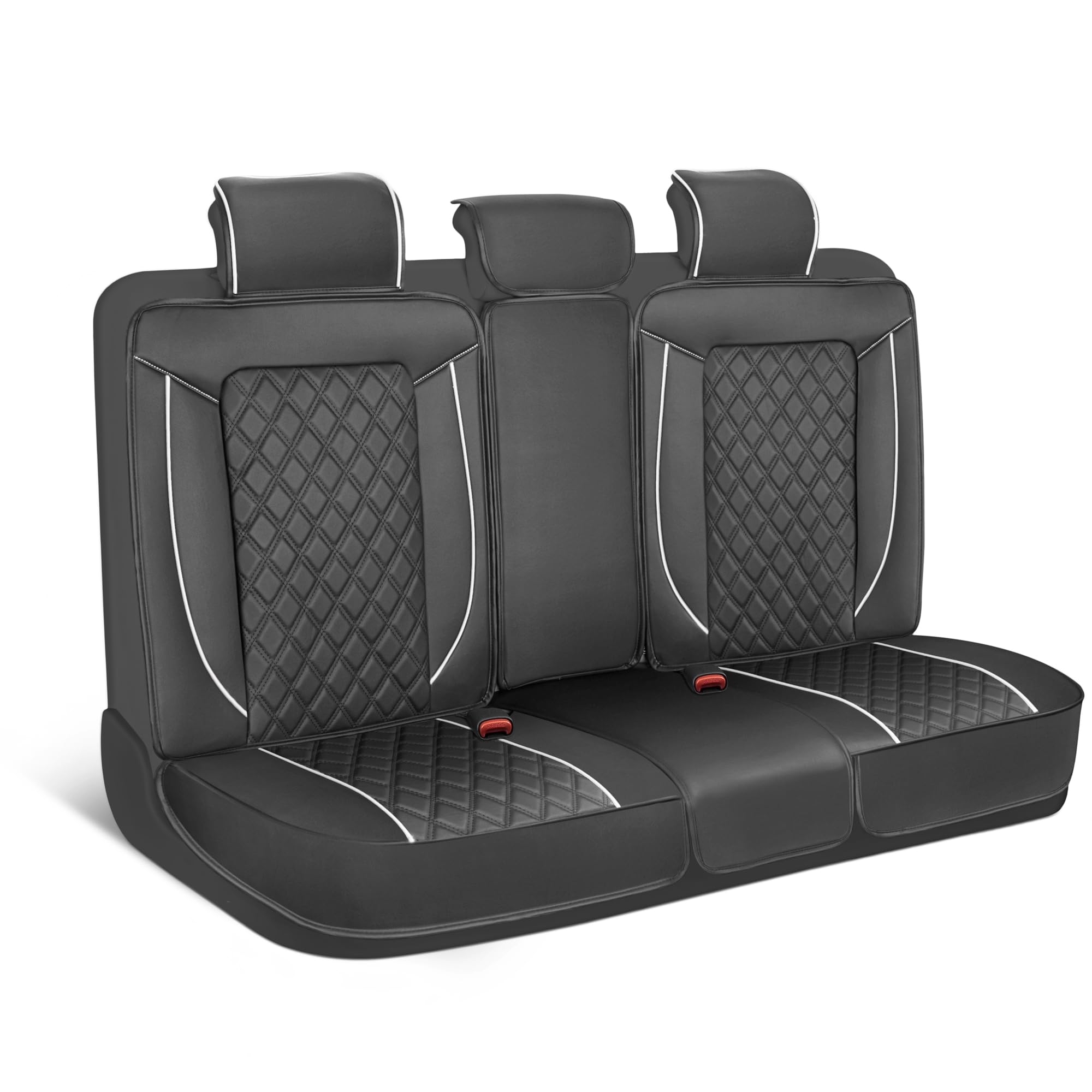 MotorBox Prestige Premium Seat Covers - Semi-Custom Fit Black/White Car Seat Covers for Rear Bench Automotive Interior Cover for
