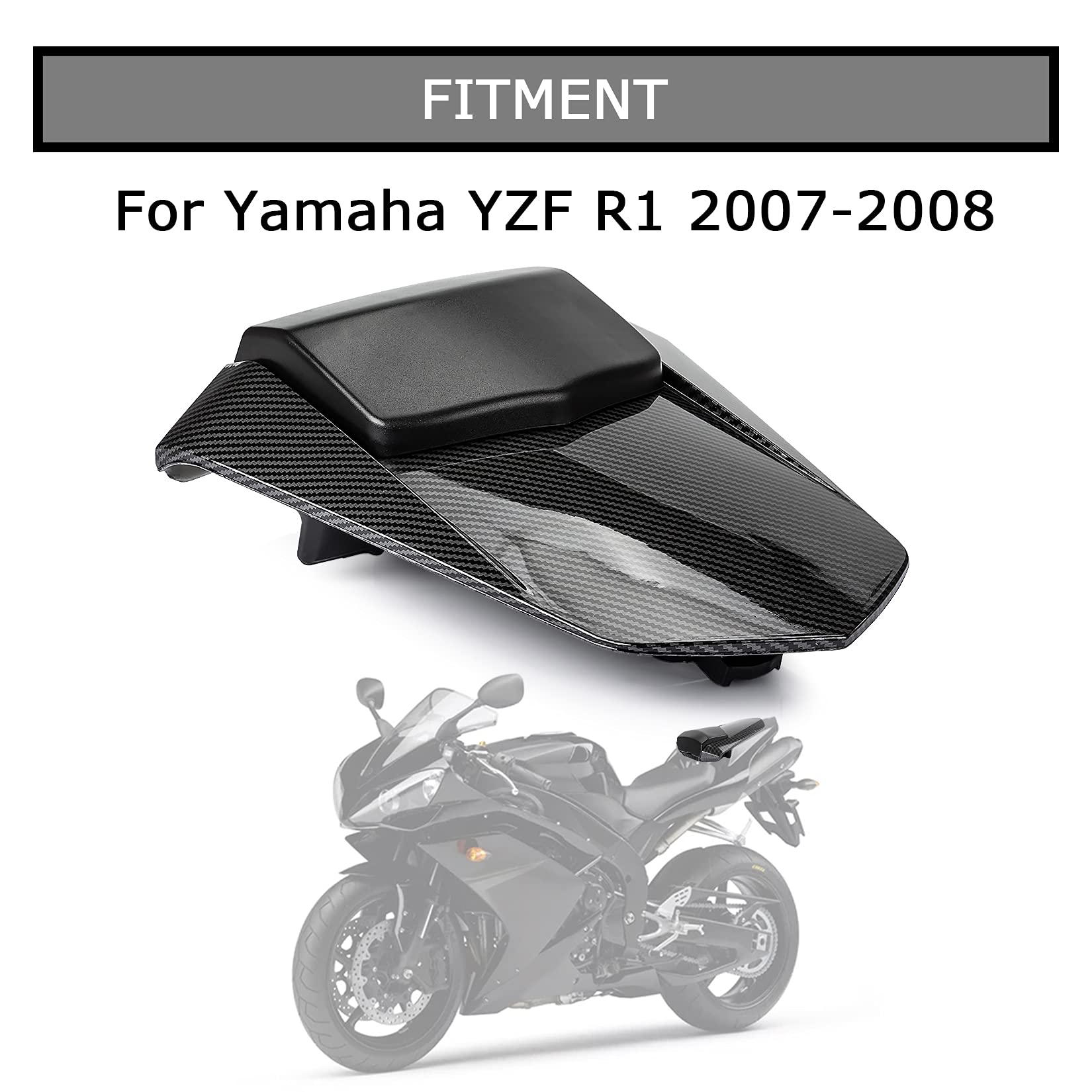 PSLER Rear Seat Cover Rear Seat Fairing Cover for YZF R1 2007 2008 (Carbon)