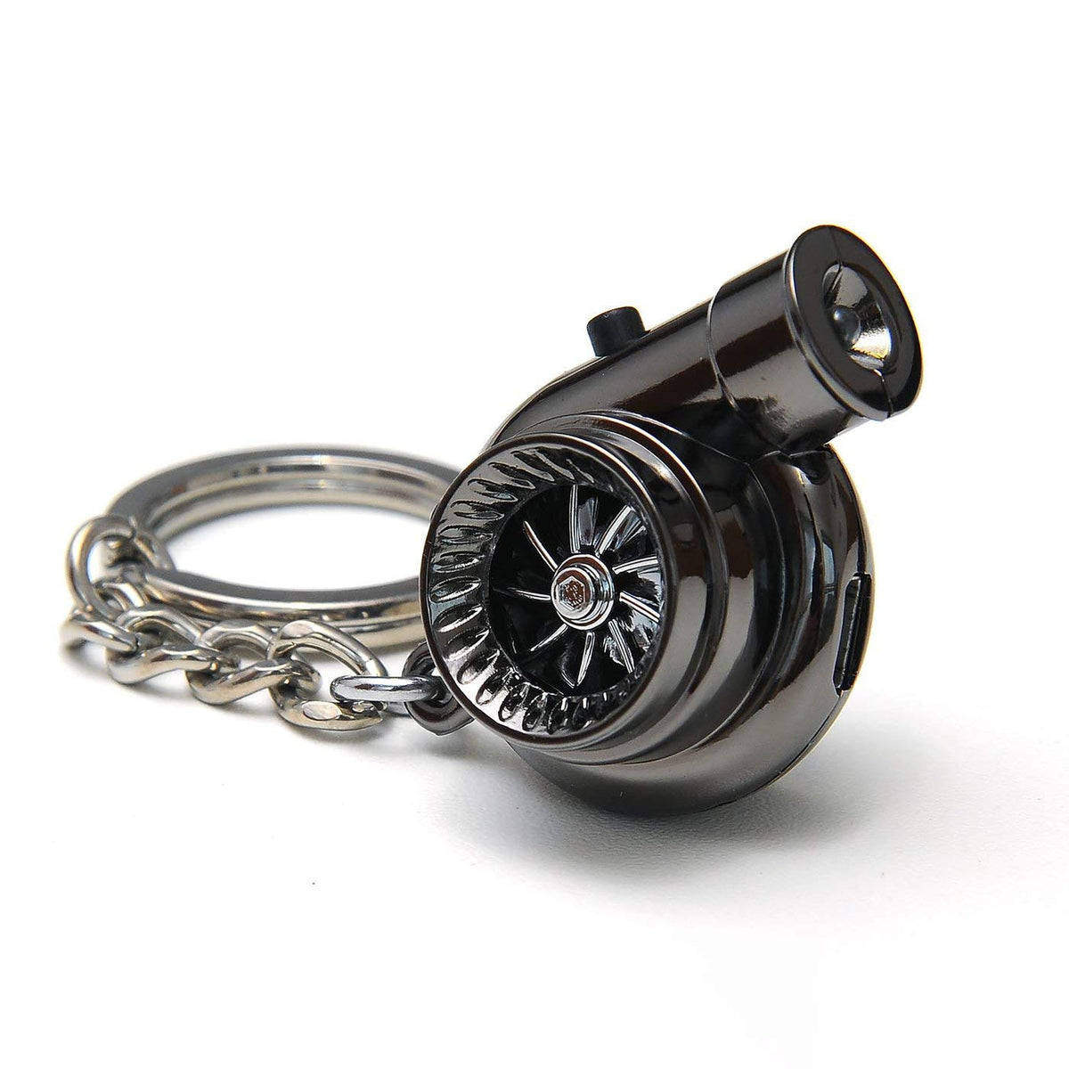 Boostnatics Rechargeable Electric Turbo Keychain with Sounds + LED! - Black - Version 5 (V5)