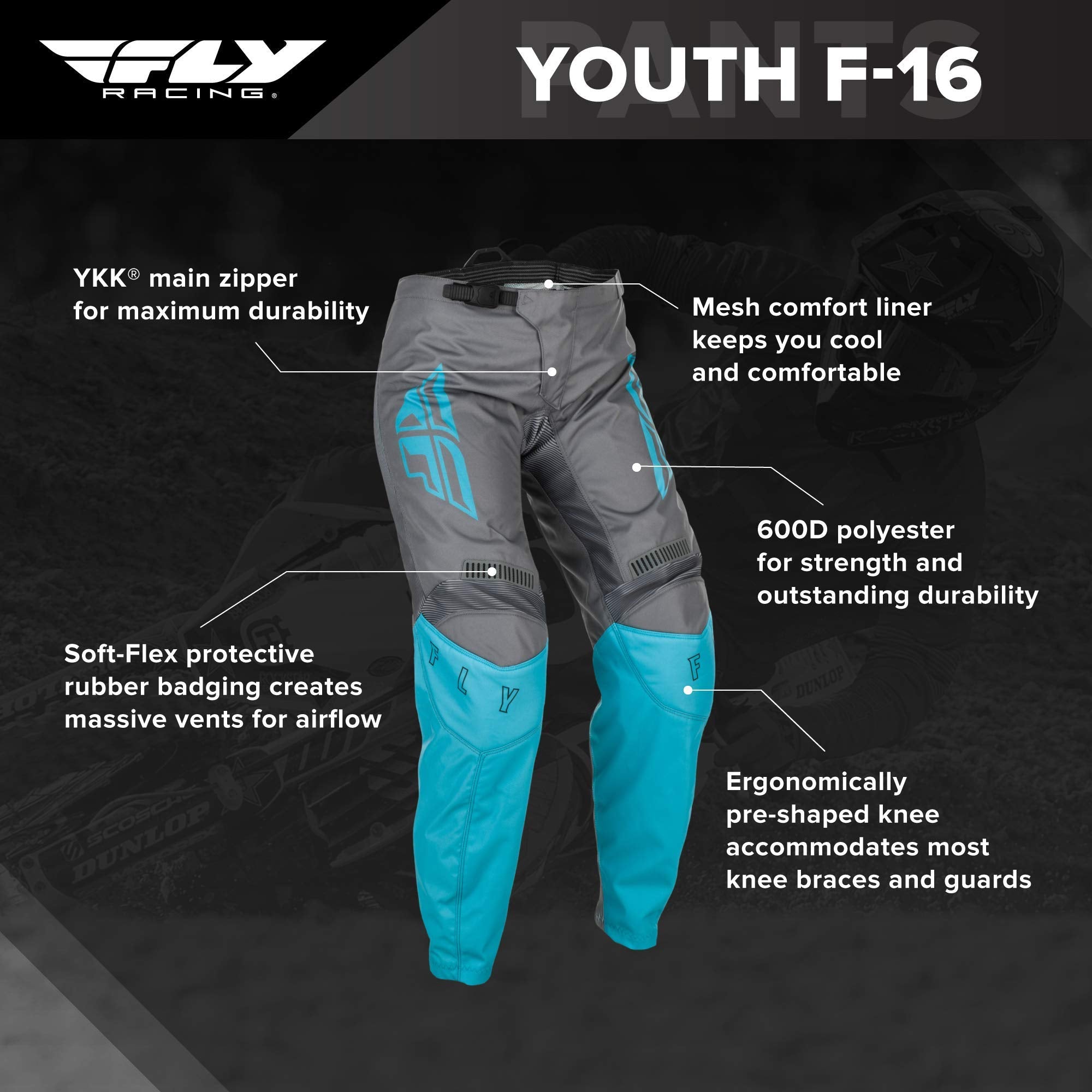 Fly Racing Women's F-16 Pants (Grey/Blue, 22)