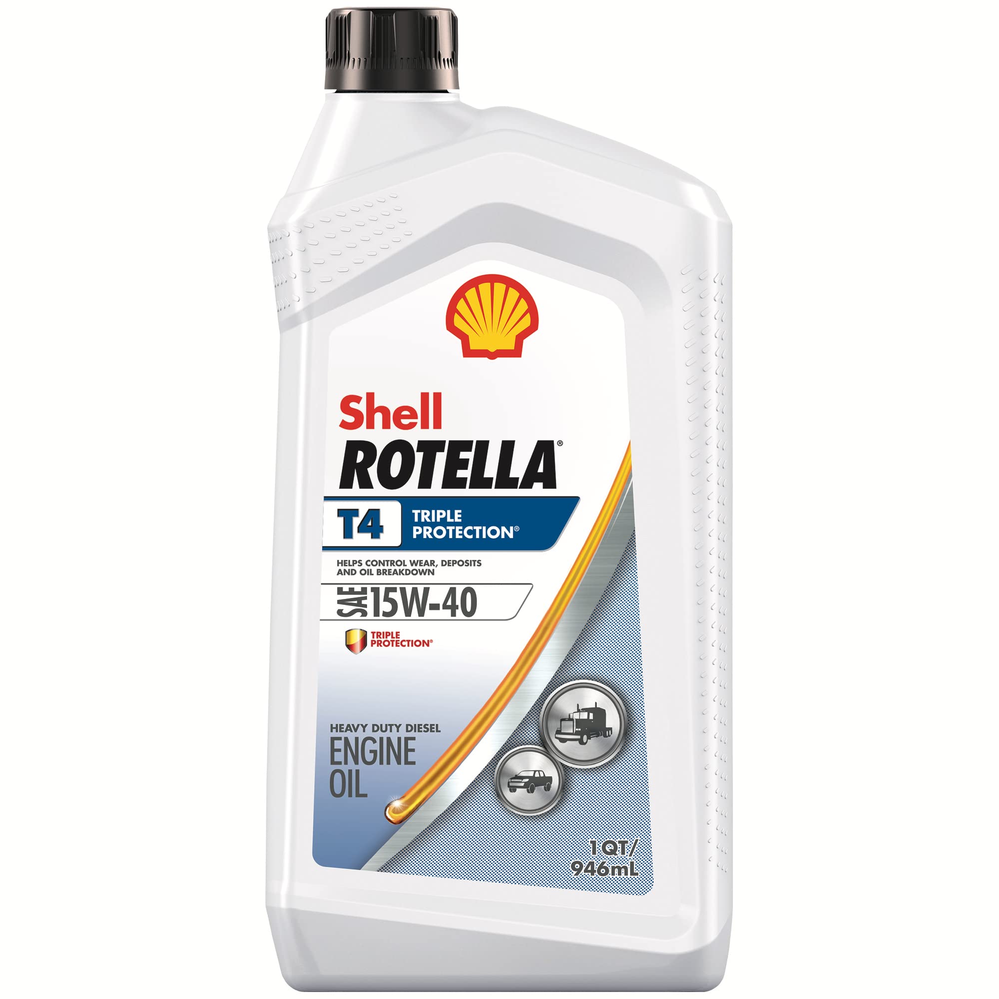 Shell Rotella T4 Triple Protection Conventional 15W-40 Diesel Engine Oil (1-Quart, Case Of 6)