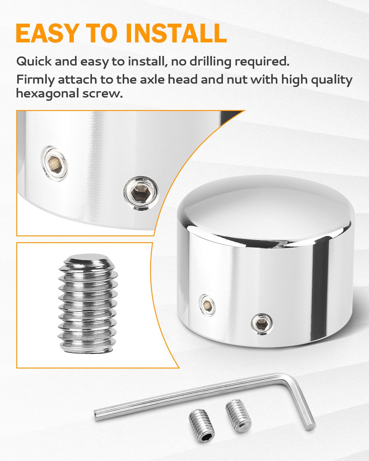 Pbymt Chrome Front Axle Nut Covers, Cnc Aluminum Axle Nut Caps Compatible For Harley Davidson Softail Touring Road King Street Glide Electra Glide Iron 883 Fat Boy 2002-2024