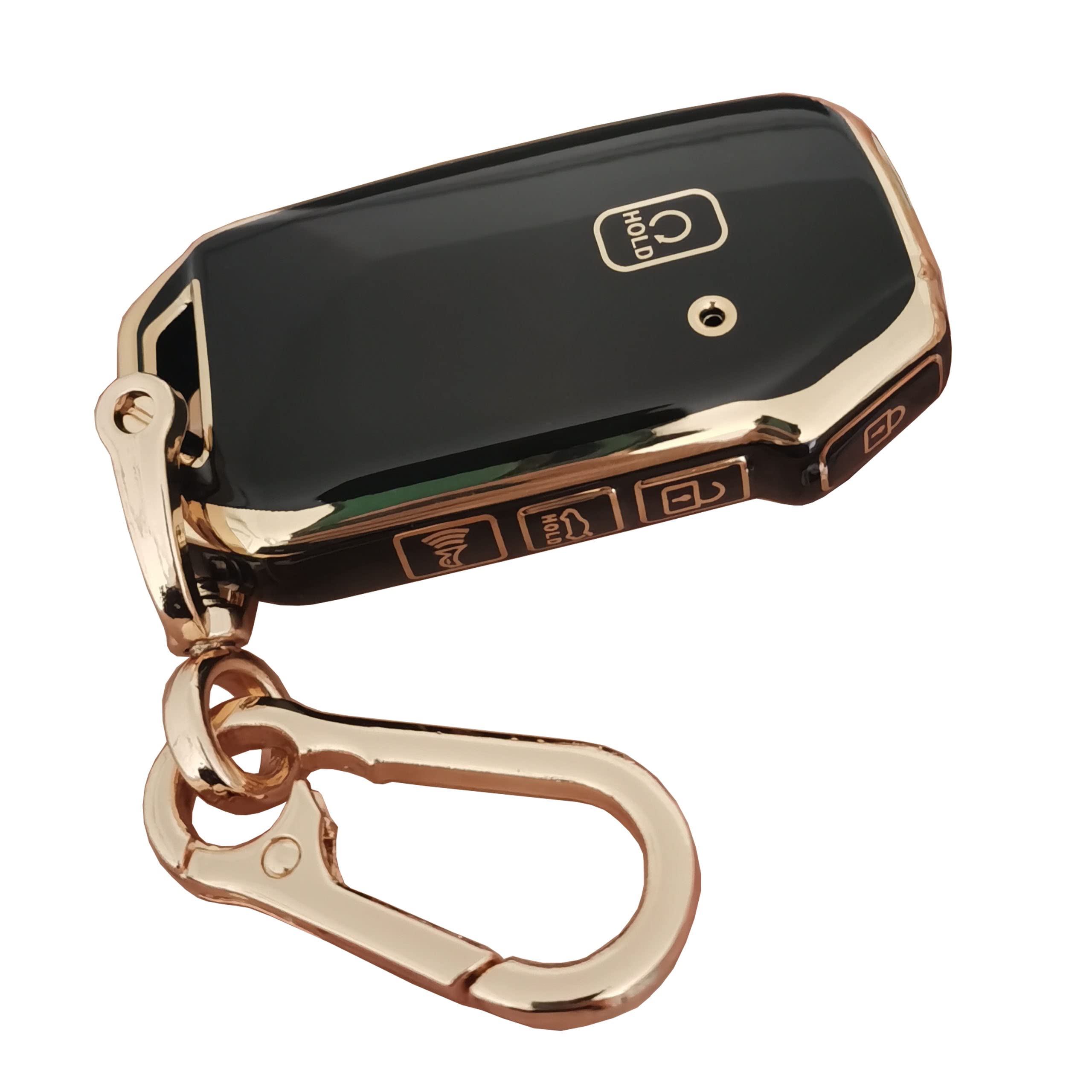For Kia Key Fob Cover Keyless Remote Smart Key Shell With Keychain Fit For Kia Ceed Cerato Forte Niro Seltos Sorento Soul Sportage Telluride (Black)
