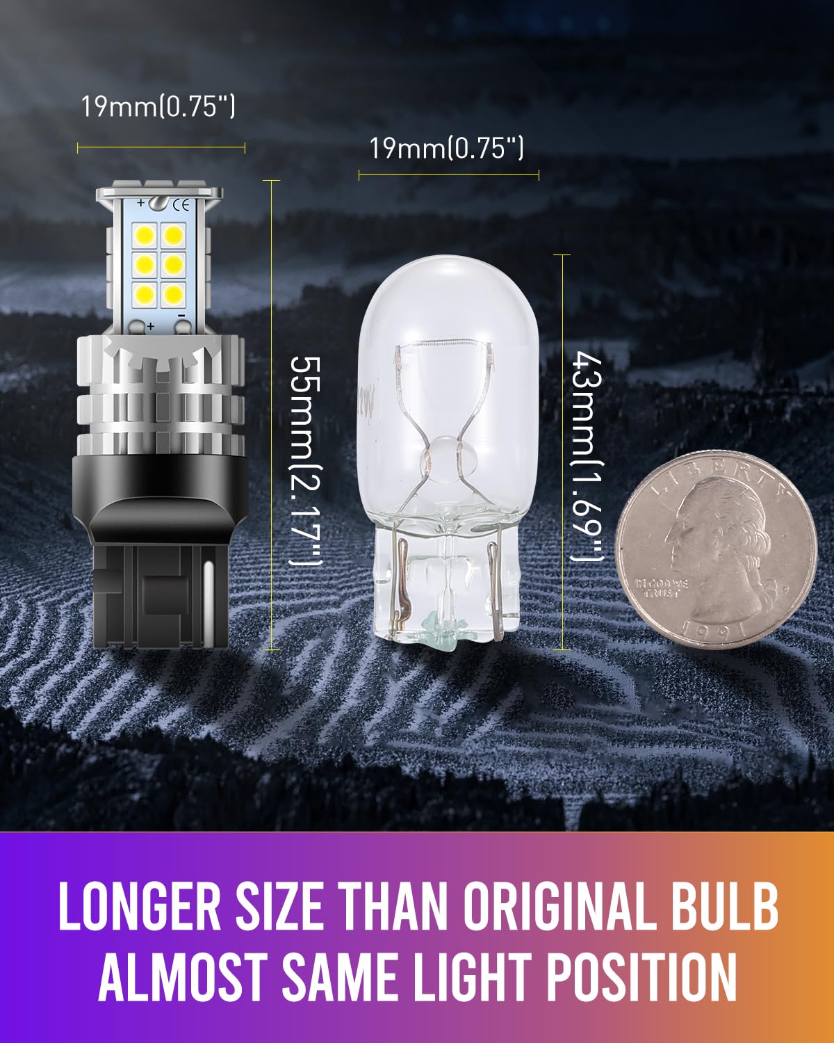 Luyed 7440 Led Bulb Reverse Lights 3100 Lumens T20 7440Na 7441 W21W Led Bulbs Used For Backup Reverse Lights Turn Signal Lights,