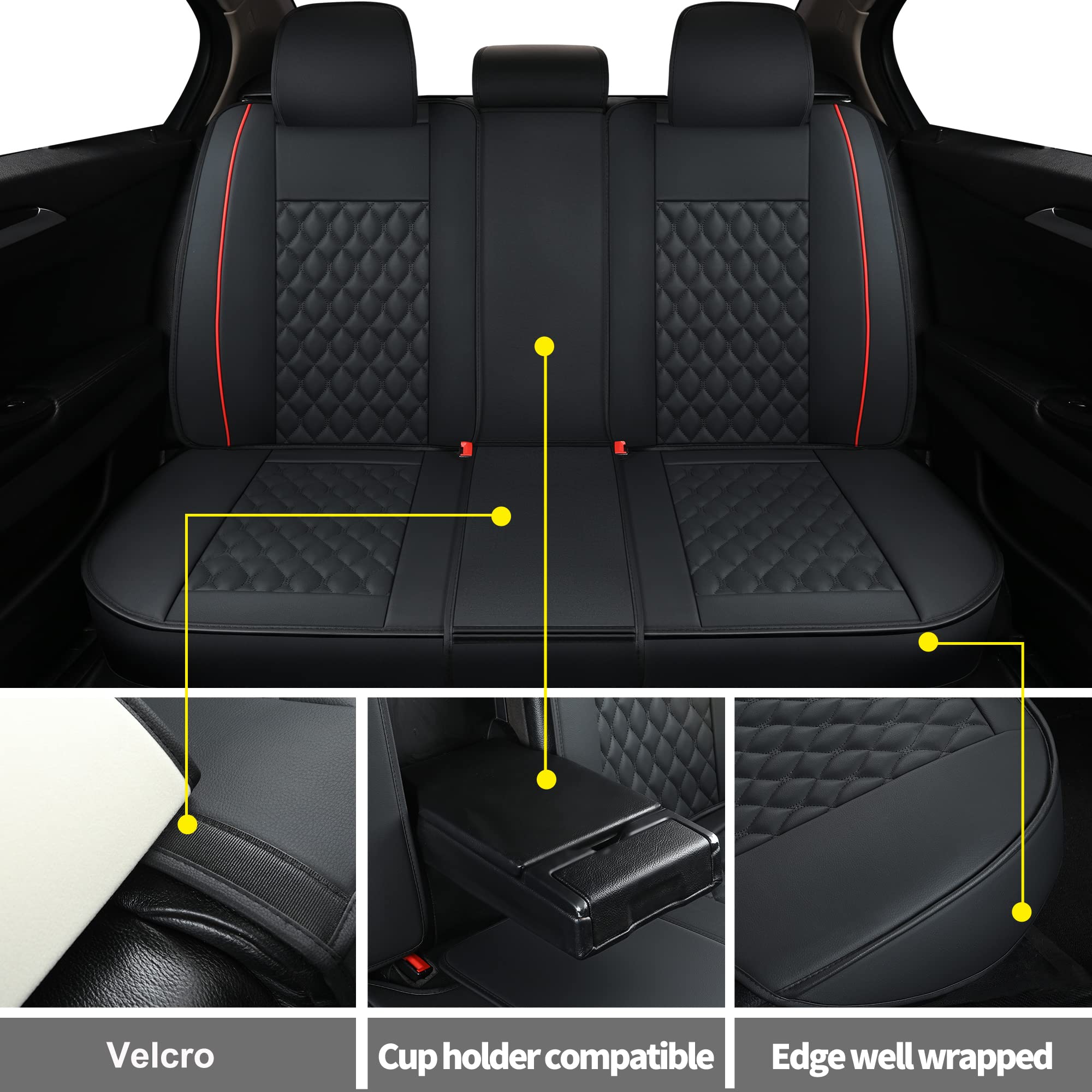 Car Seat Covers Full Set,Universal Fit for Most Cars,SUV,Sedans and Pick-up Trucks,Automotive Vehicle Faux Leather Cushion Cover