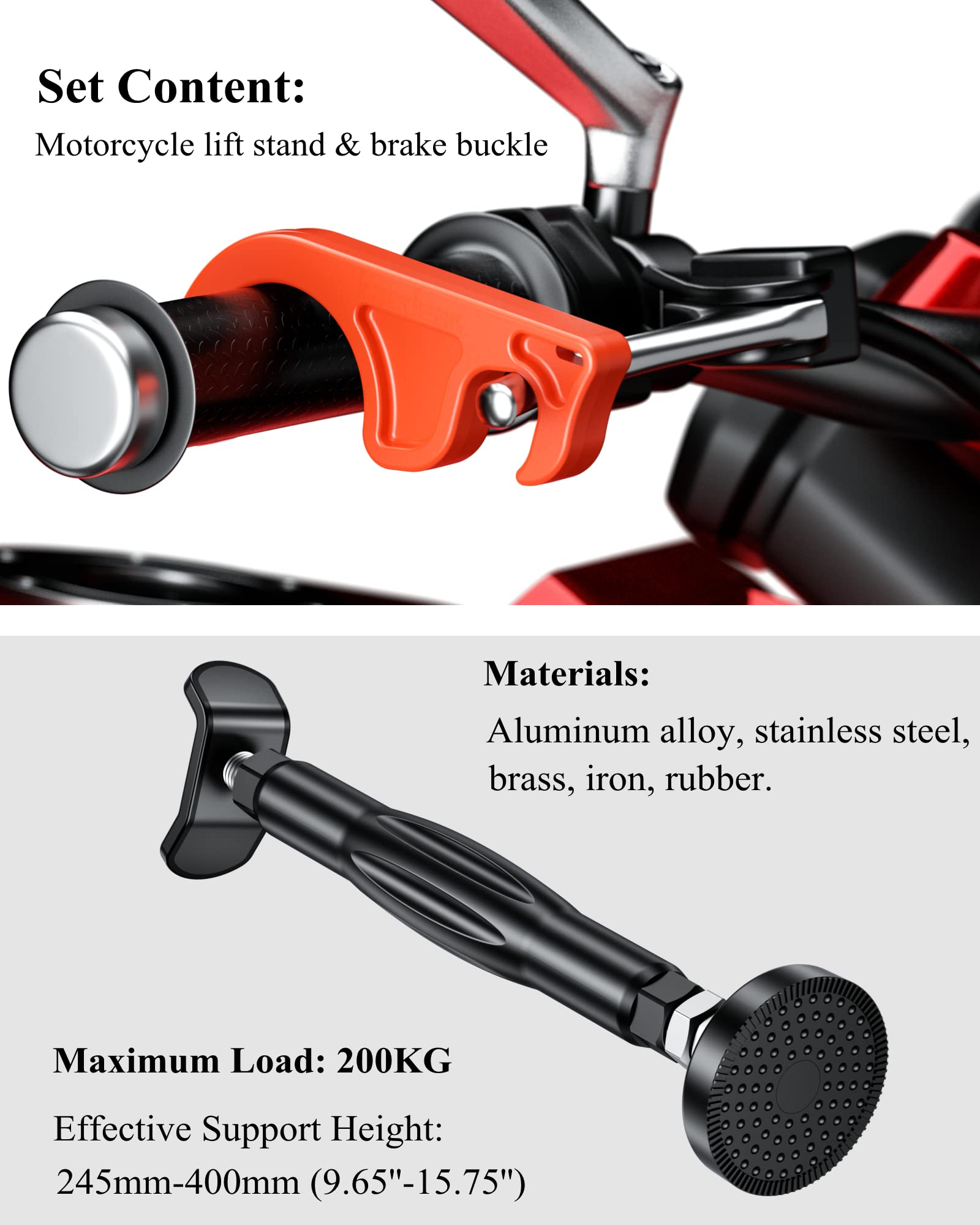 Brcovan Motorcycle Stand Wheel Chain Cleaning Maintenance Stand, Portable Motorcycle Lift Stand Jack, Replacement Ridding Emergency Tool For All Motorcycle, Set Includes Brake Buckle