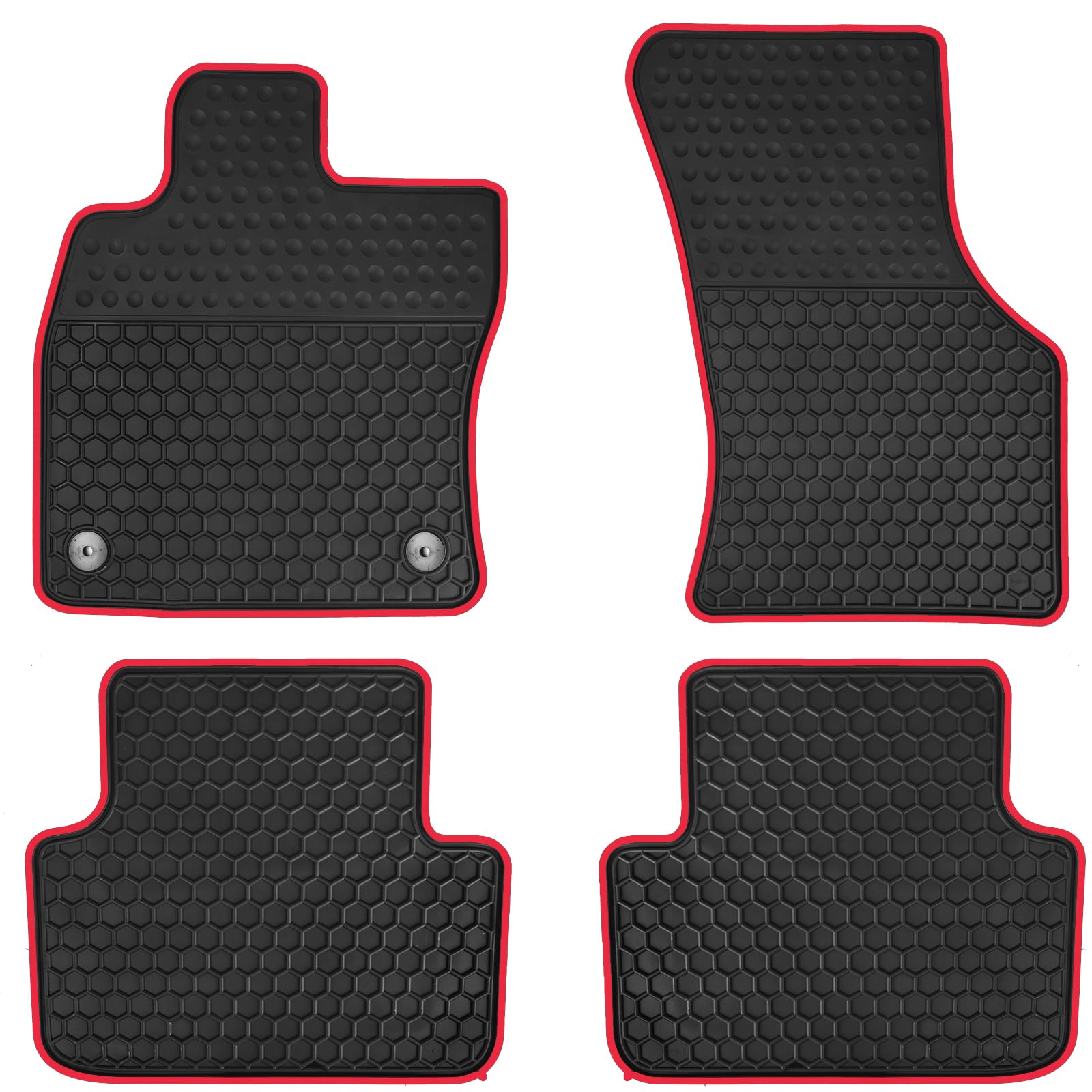 Matericuo Car Floor Mats Custom Fit For Volkswagen Vw Jetta 2019-2025 Black Red Rubber Auto Liner Mats All Weather Protection He