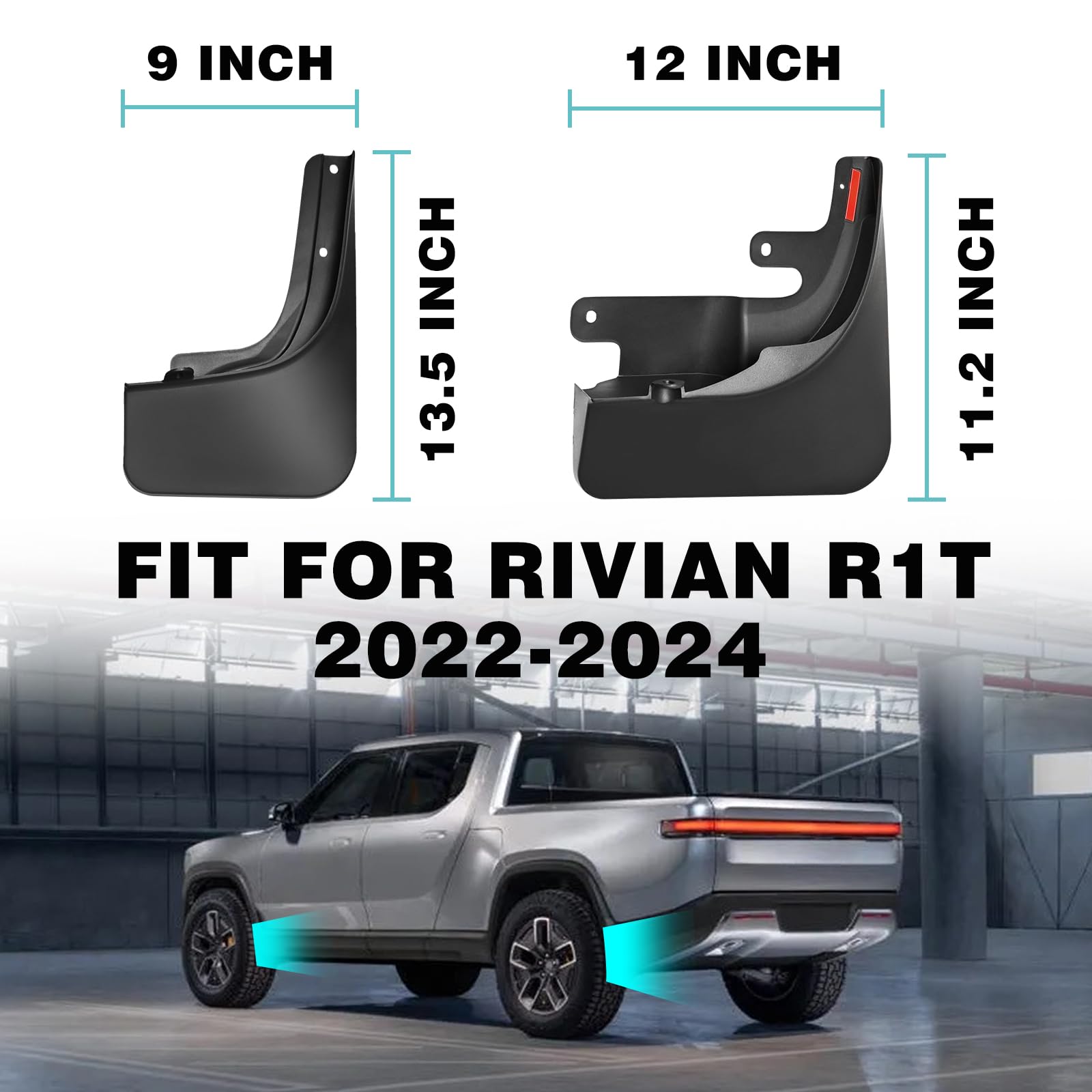Bestevmod Mud Flaps Splash Guards Compatible With Rivian R1T 2022 2023 2024 2025 Accessories Splash Fender Winter Vehicle Sedime