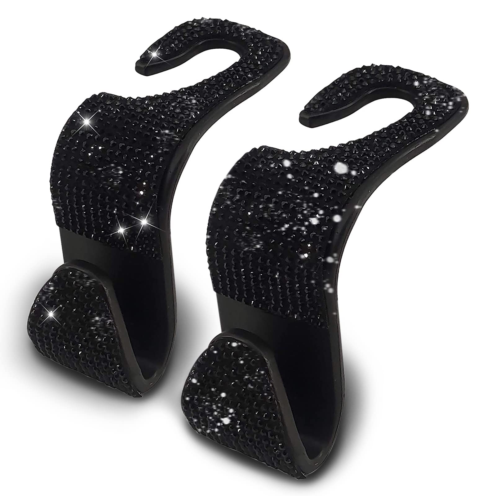 Osifit 2Pcs Car Seat Hooks - Bling Rhinestone Headrest Hooks With Universal Design - Perfect For Holding Handbags, Clothes, Purs