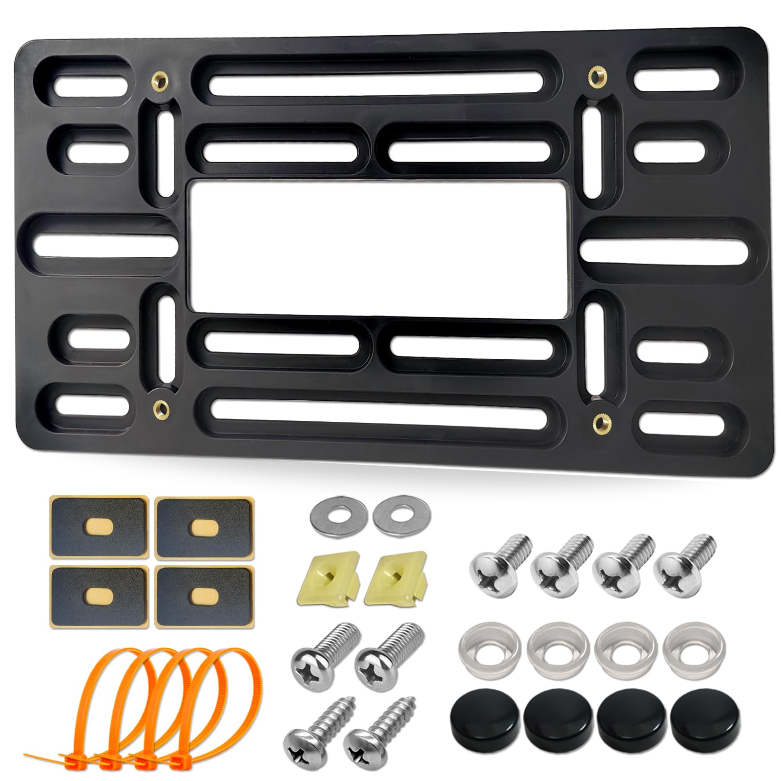Zxfoog Front License Plate Holder Bracket- Front License Plate Mounting Kit For 2 Drill Holes Bumper, Universal Car Tag Adapter