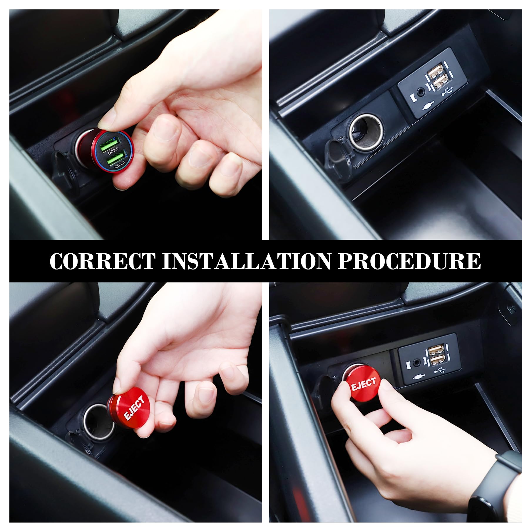 Uyye Cigarette Lighter Plug Billet Aluminum Dustproof Plug, American Flag Button, Car Interior Accessories Fits Most Vehicles An