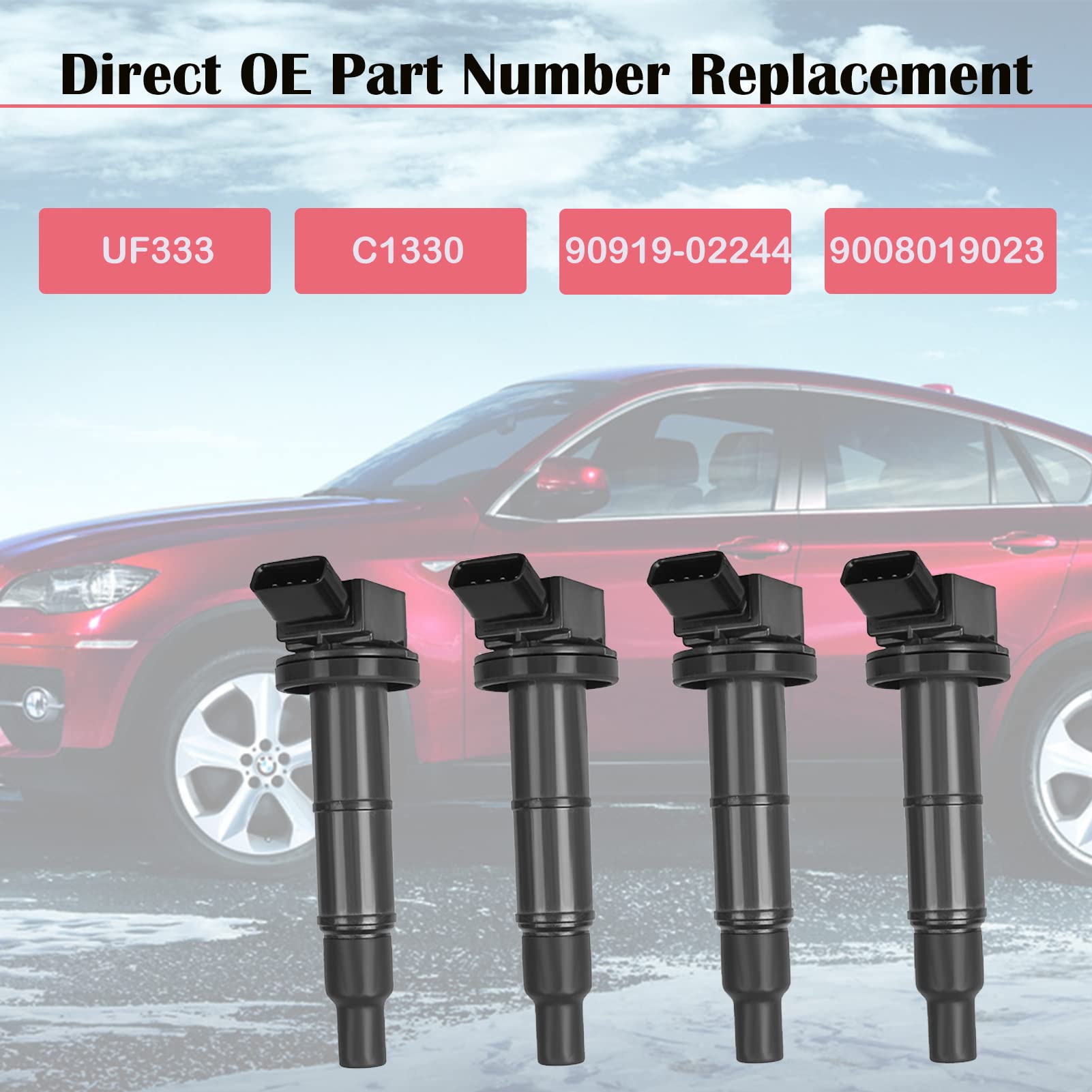4Pcs Ignition Coils For 2002 2003 2004 2005 2006 2007 2008 2009 2.4L Toyota Camry Matrix Rav4 Solara Highlander Scion Tc Xb Lexu