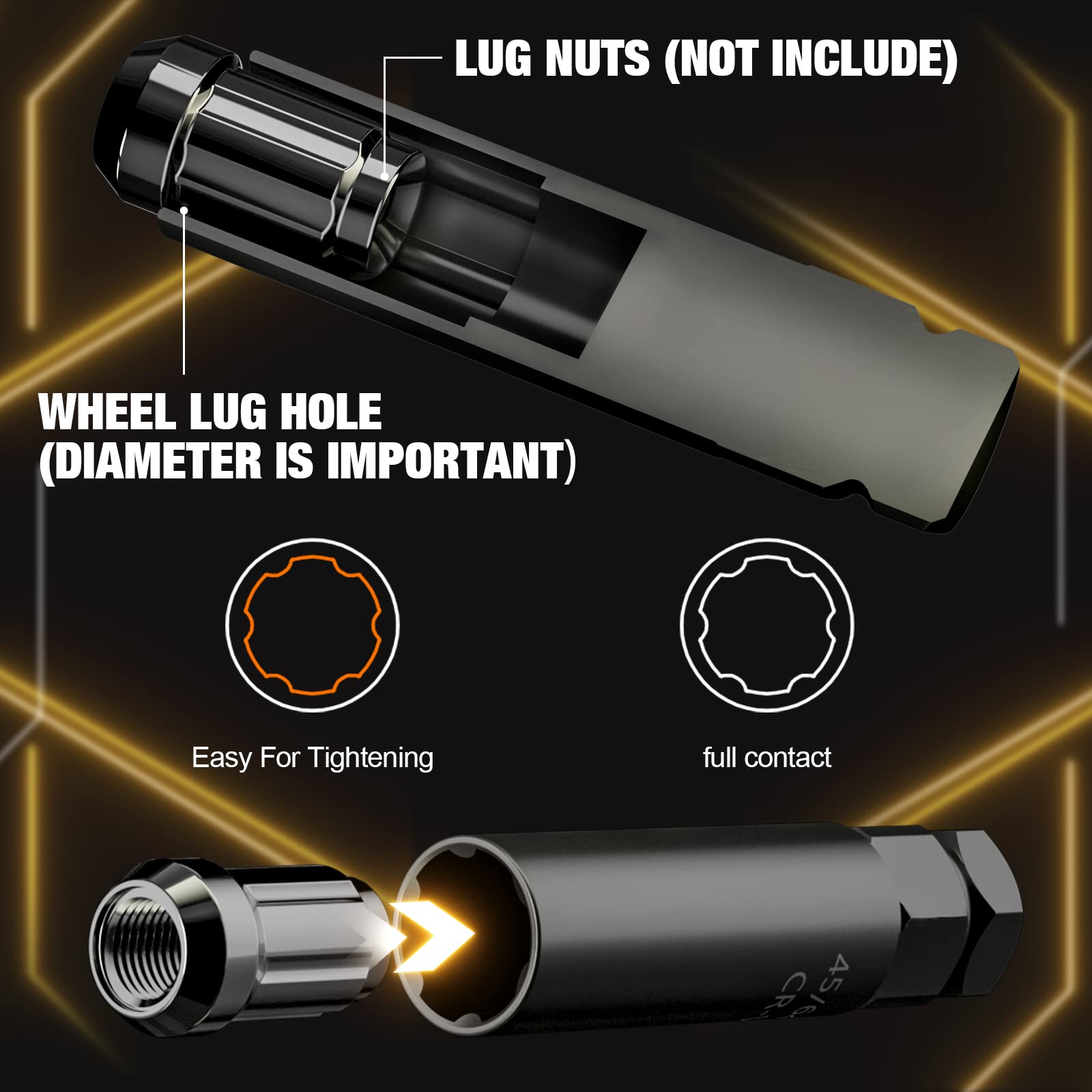 Dynofit 8Pc Lug Nuts Key Kit, Aftermarket Lug Nut Socket Easily Removing Spline and Hex Style Aftermarket Wheel Lug Nuts | 5, 6,