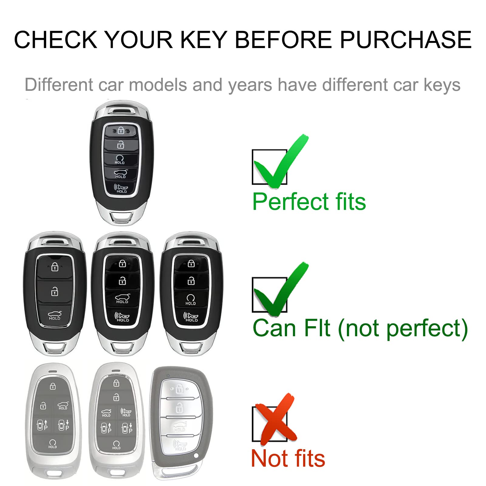 Cacarlike For Hyundai Key Fob Cover With Leather Lanyard, Car Key Fob Case Compatible With Elantra Gt Sport Santa Fe Palisade Ko