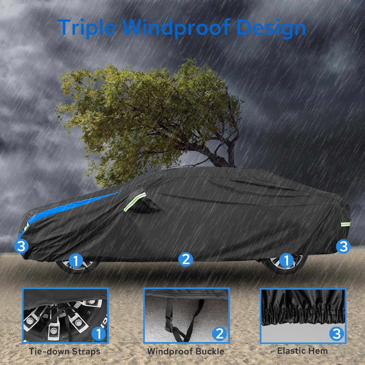 Avecrew Car Cover Custom Fit For Honda Civic Sedan, Waterproof All Weather Full Exterior Cover Rain Snow Uv Protection Outdoor C