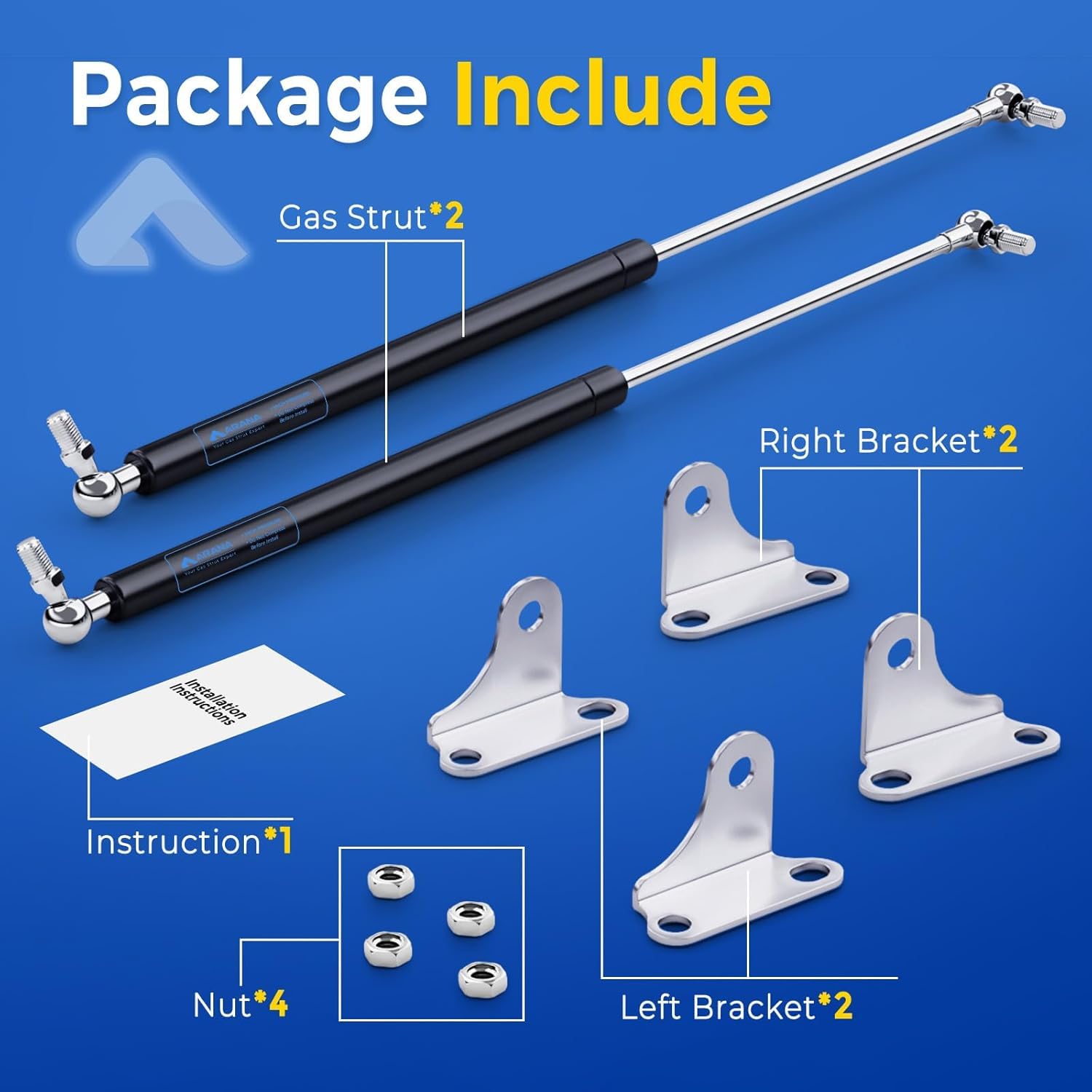 ARANA Gas Struts Shock Prop, 28 inch, 400lb Capacity, Carbon Steel