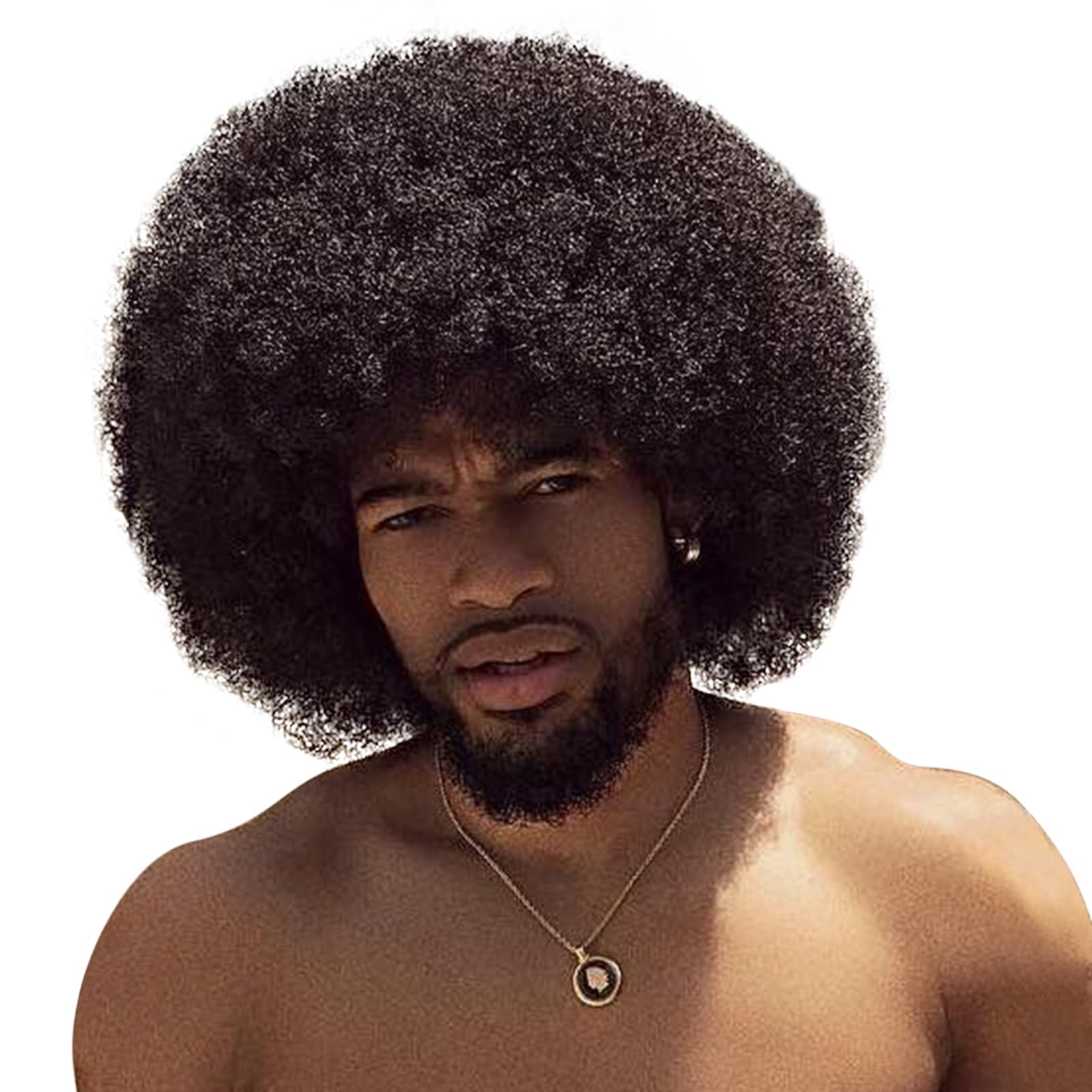BECUS Afro Wig Men 70s 80s Black Hair Wig Fluffy Large Afro Wigs for Black Men Halloween Cosplay Disco Rocker Costume Wigs Fancy Funny for Party-New