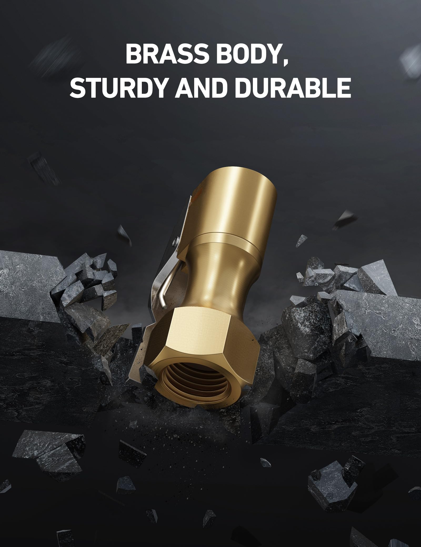 Astroai 4 Pack Air Chuck, Heavy Duty Closed Flow Lock On Tire Chuck With Clip For Inflator Gauge Compressor Accessories, Yellow