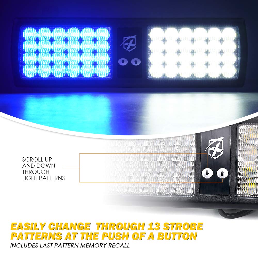 Xprite White Blue Led Visor Strobe Flashing Lights Sunshield Hazard Warning Light For Law Enforcement Police Volunteer Firefight