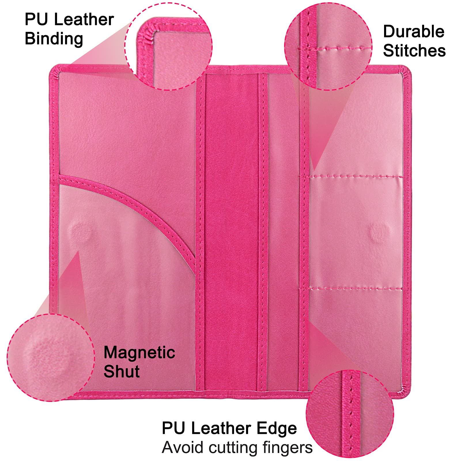 Car Registration And Insurance Holder, Premium Leather Registration And Insurance Card Holder,Vehicle Glove Box Car Organizer,Wallet Accessories Case With Magnetic Shut For Cards, Essential Document, Driver License (Rose Red)