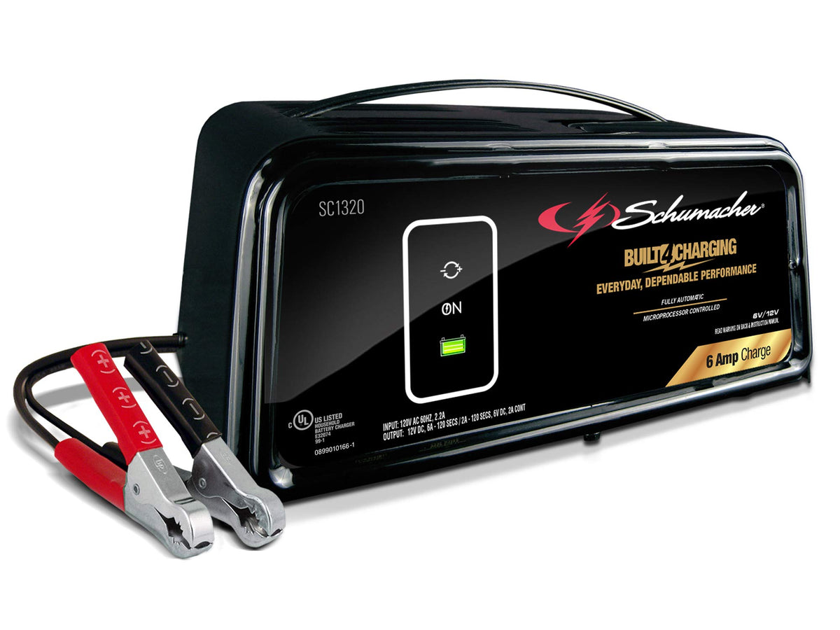 Schumacher Electric SC1320 Fully Automatic Battery Charger, Maintainer, and Auto Desulfator 6 Amp/2 Amp, 6V/12V - For Cars, Trucks, SUVs, RVs