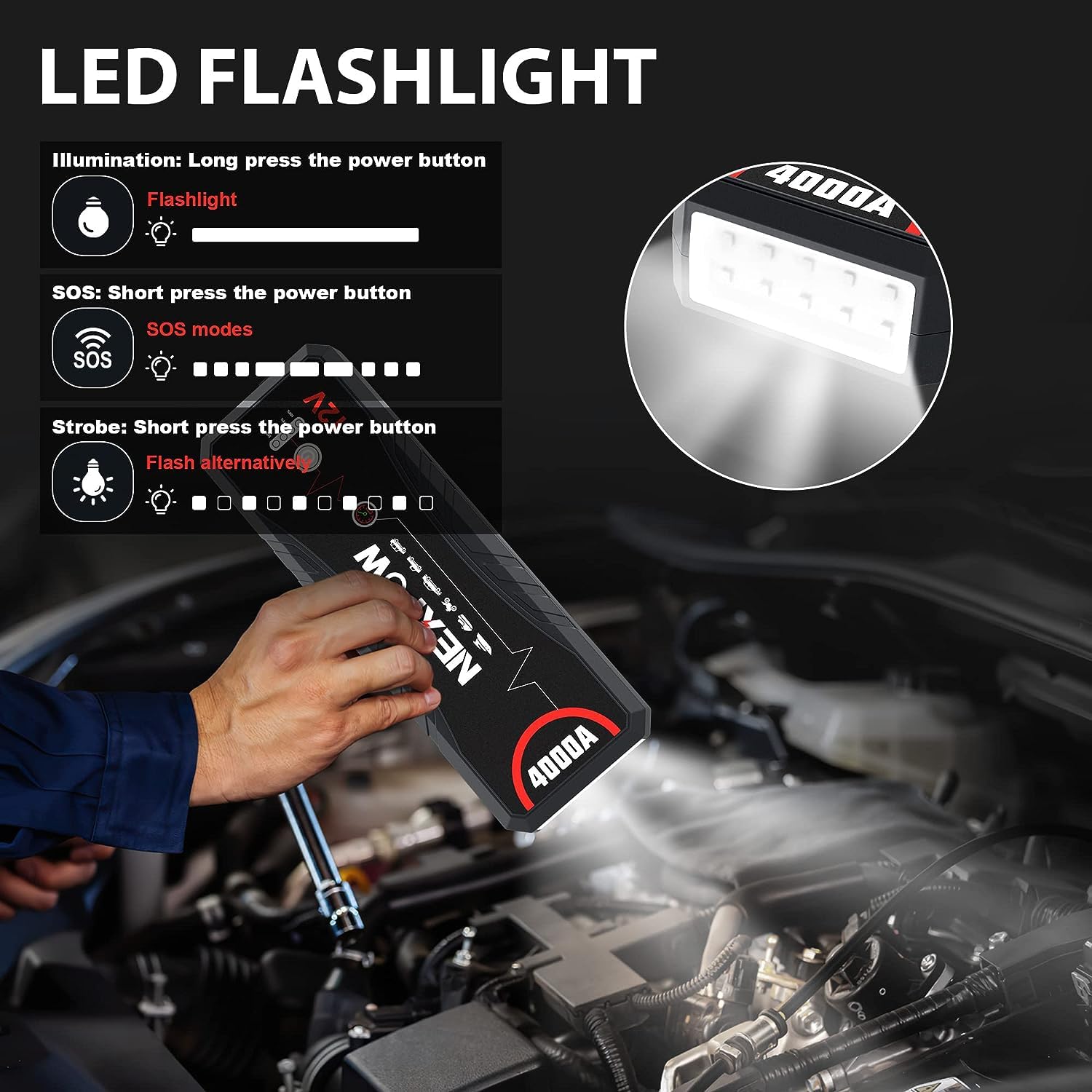 Nexpow Car Jump Starter 4000A Car Battery Jump Starter Portable Pack For Up To All Gas And 10.0L Diesel Engine 12V Jump Box, Jum