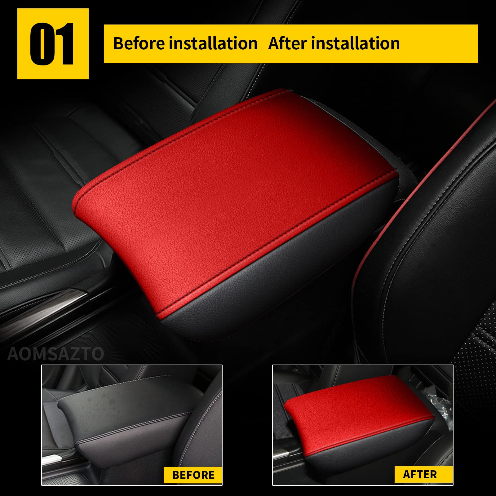 Aomsazto Red Armrest Cover For 2022-2017 Crv Honda Console Protector Pad For Cr V