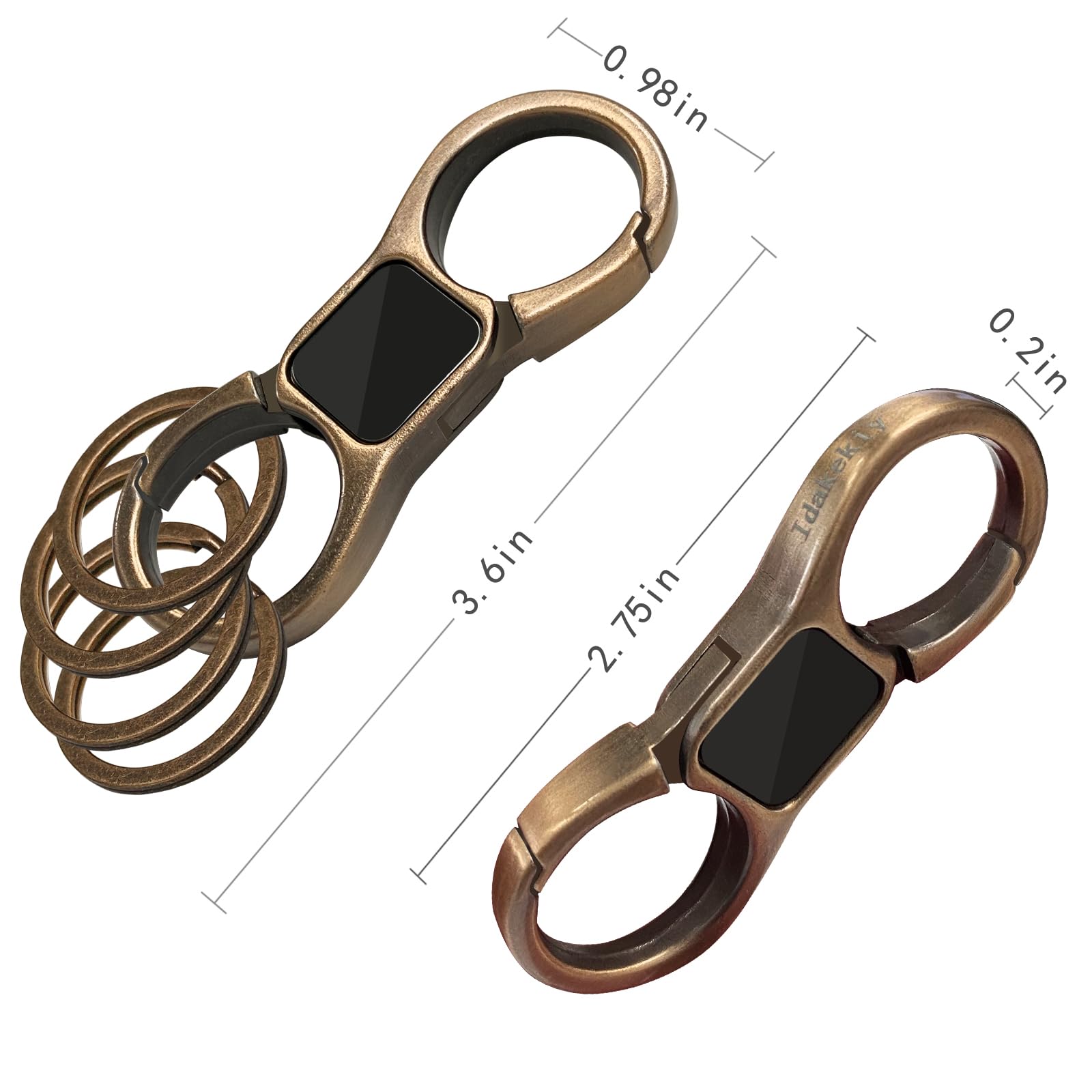 Idakekiy Key Chain Quick Release Spring With 4 Key Rings Heavy Duty Car Keychain Organizer For Men And Women (Gold Bronze)