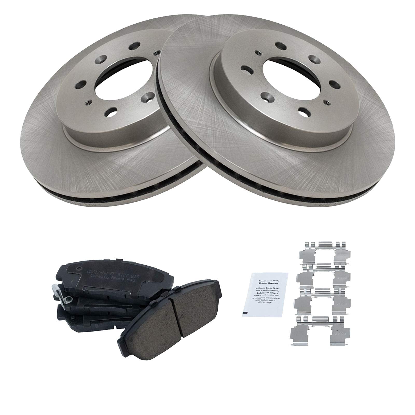Trq Front Brake Pad & Rotor Kit Brake Pads Brake Rotor Ceramic Compatible With 1994-2001 Acura Integra 1993-1995 Honda Civic
