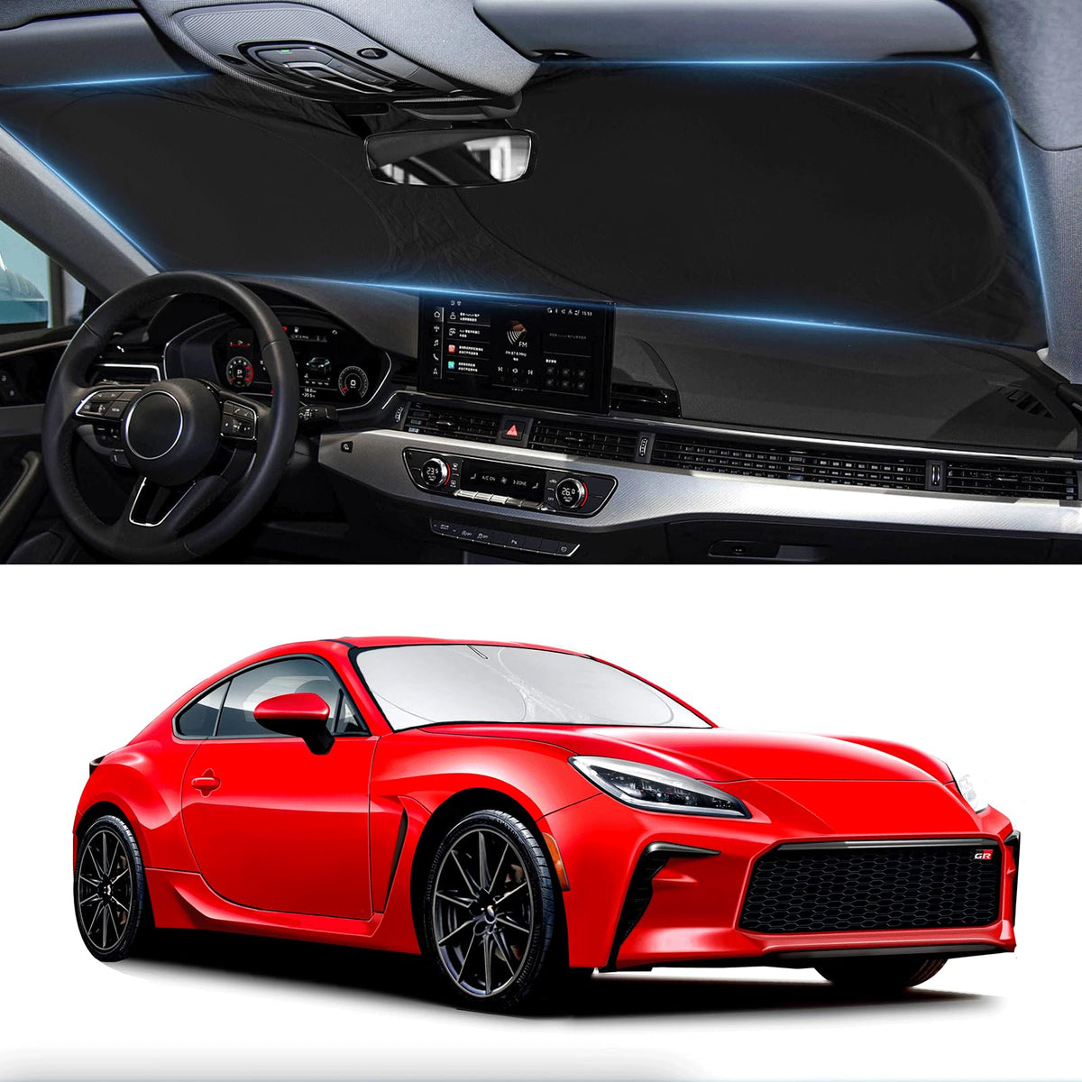 Sunshade For Toyota 86/2022-2023 Toyota Gr86 Accessories Front Window 210T Sliver Coating Reflective Polyester Shield Cover For