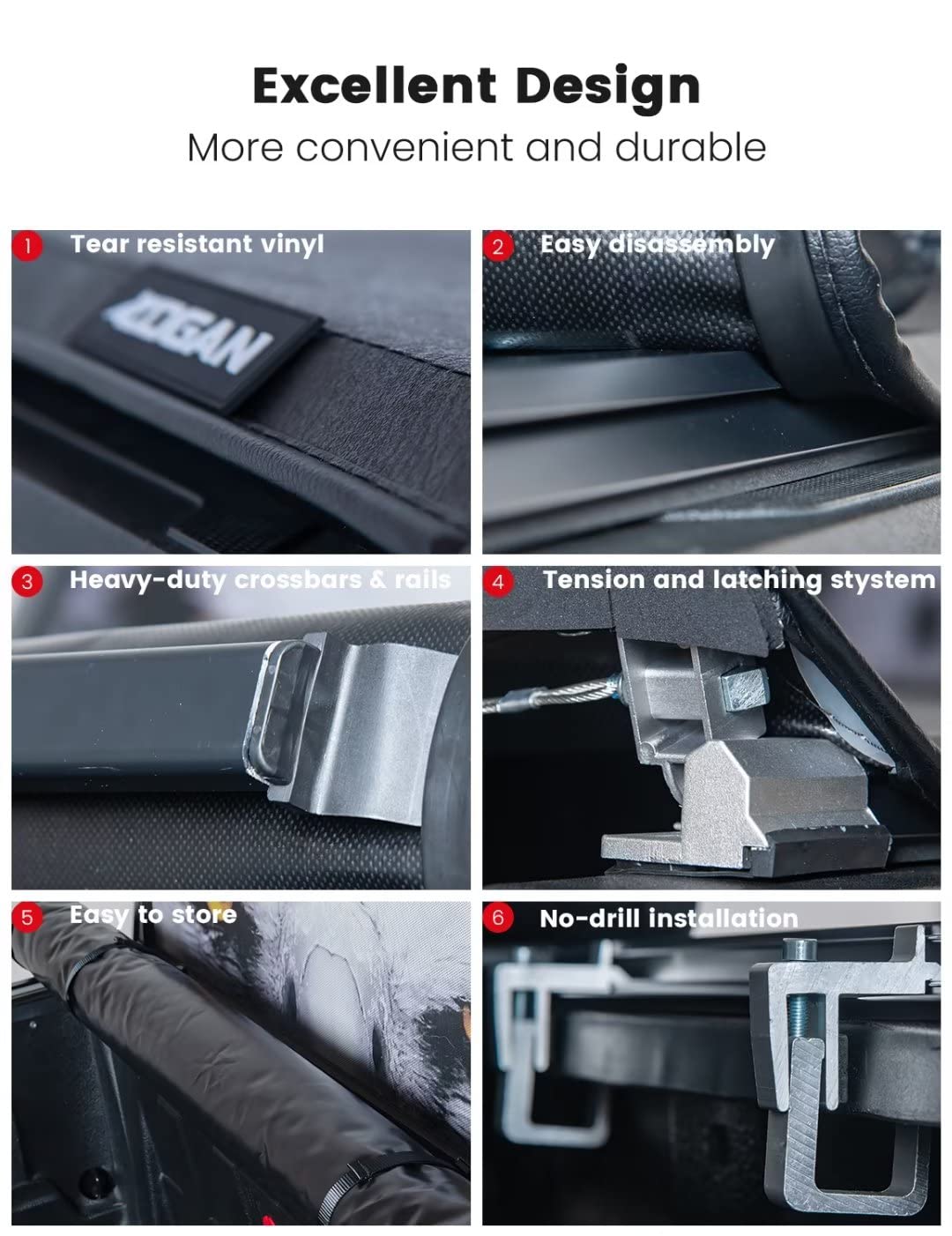 Logan Roll Up Soft Tonneau Cover For 2004-2014 Ford F150,Truck Bed Covers Compatible With 2004-2014 Ford F150 Std/Ext/Crew Cab 6.5Ft