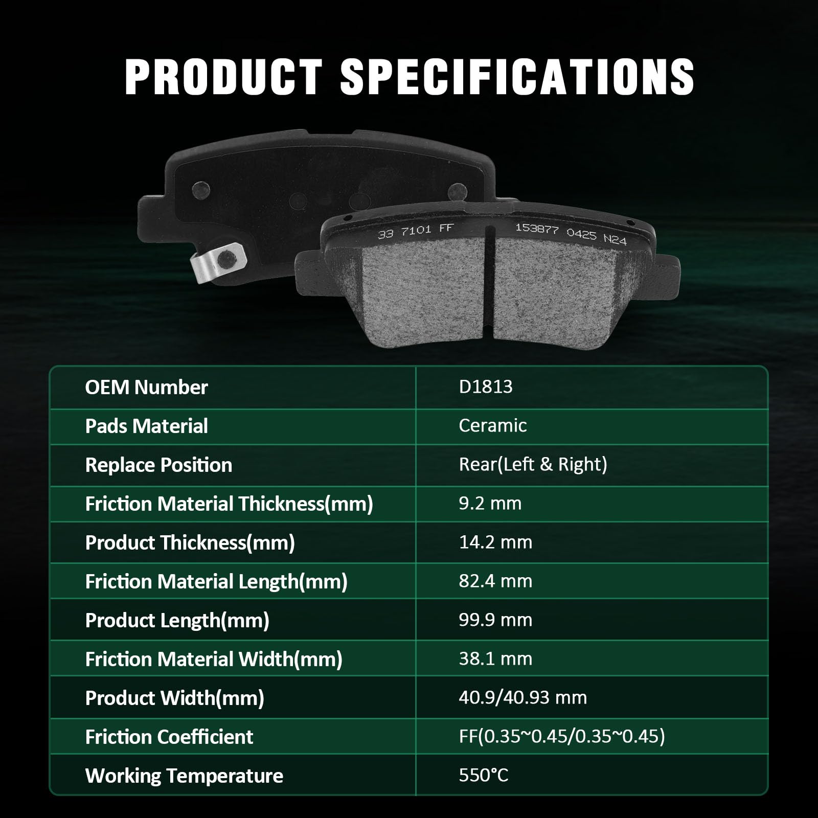 Automuto 8Pcs Front & Rear Brake Pads Set D1855 D1813 For Hyundai Elantra Gt 18-20 For Kona 22 For Veloster 19-21,For Kia Forte