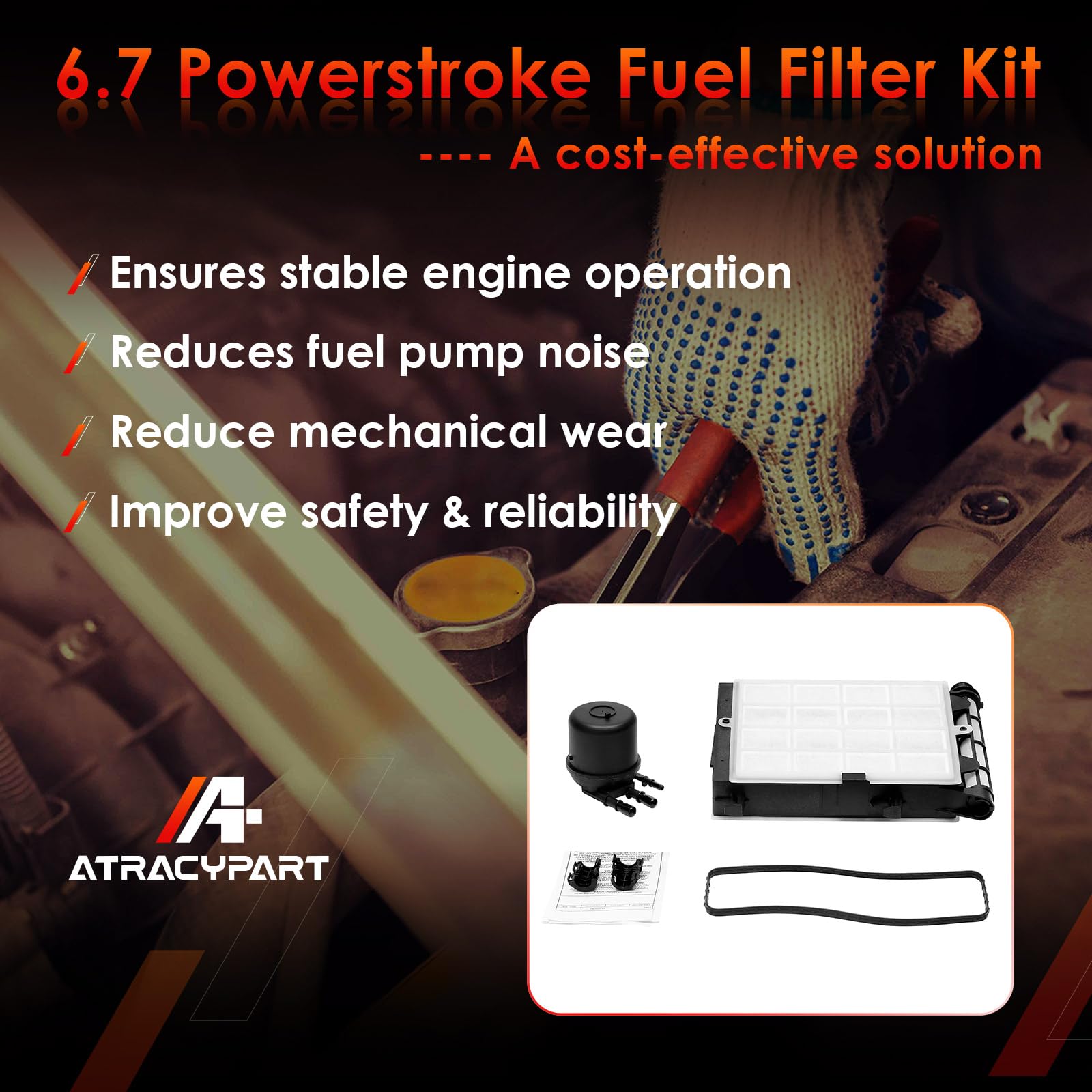 6.7 Powerstroke Diesel Fuel Filter Element  Replacement for Ford 2017-2022 F-250, F-350, F-450, F-550 Super Duty V8 Replaces# FD