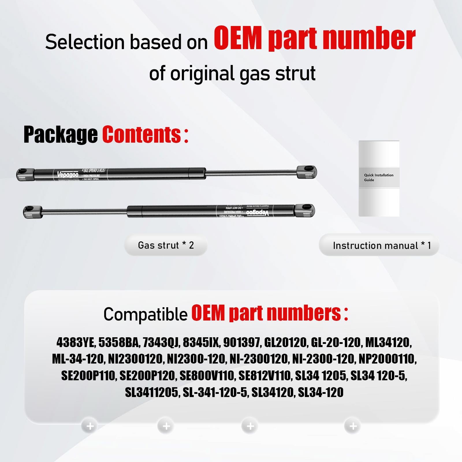 Vepagoo Gas Struts 20 Inch 120lbs/534N Shocks Spring Lift Support for RV Bed Camper The Door Tonneau Cover Mattress Travel Trail