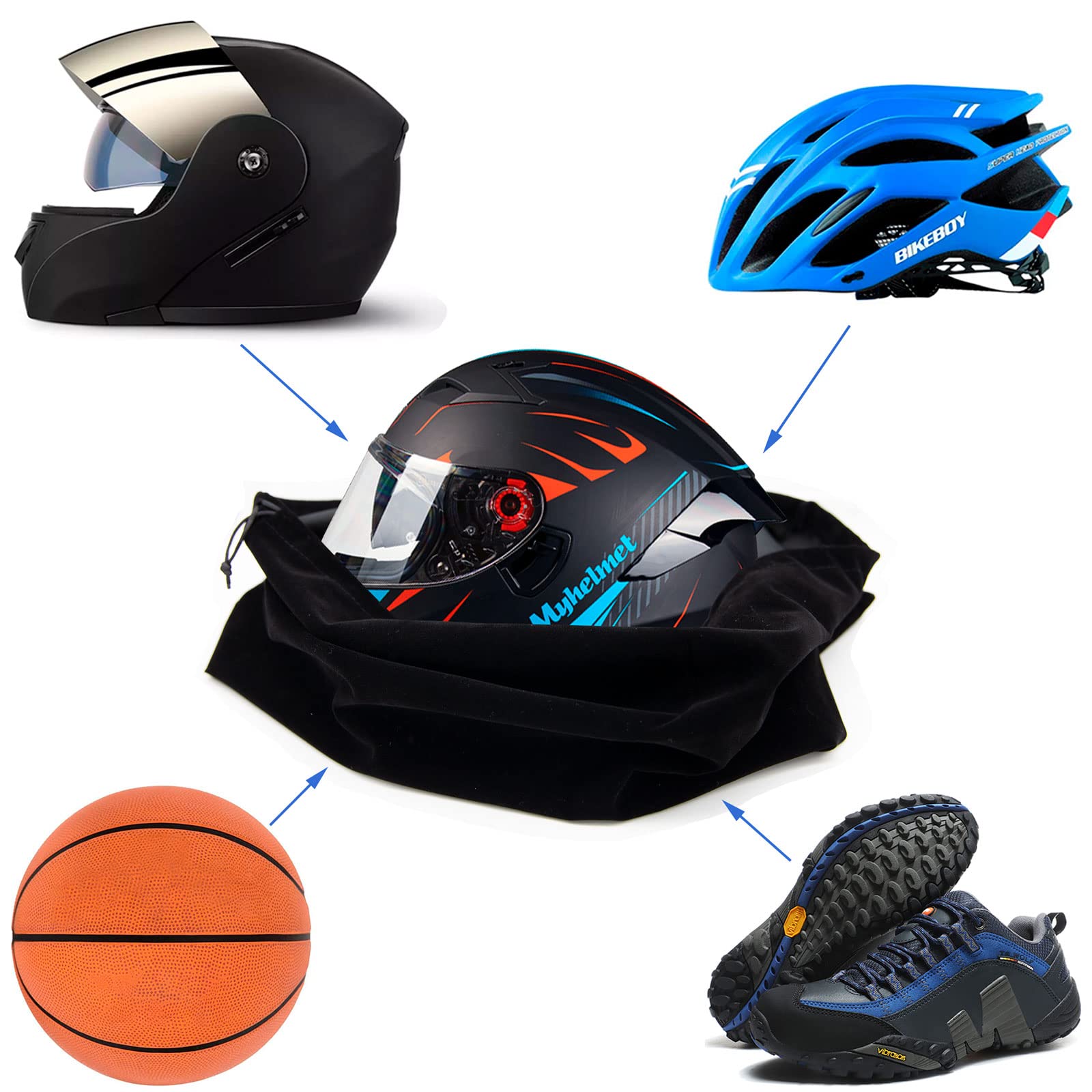Motorcycle Helmet Bag Helmet Bag Welding Mask Hood Storage Large Storage Bag Velvet Cloth Packing Bag Black Velvet Pouch Bags With Drawstring For Riding Bicycle Sports Universal Tool Motorcycle
