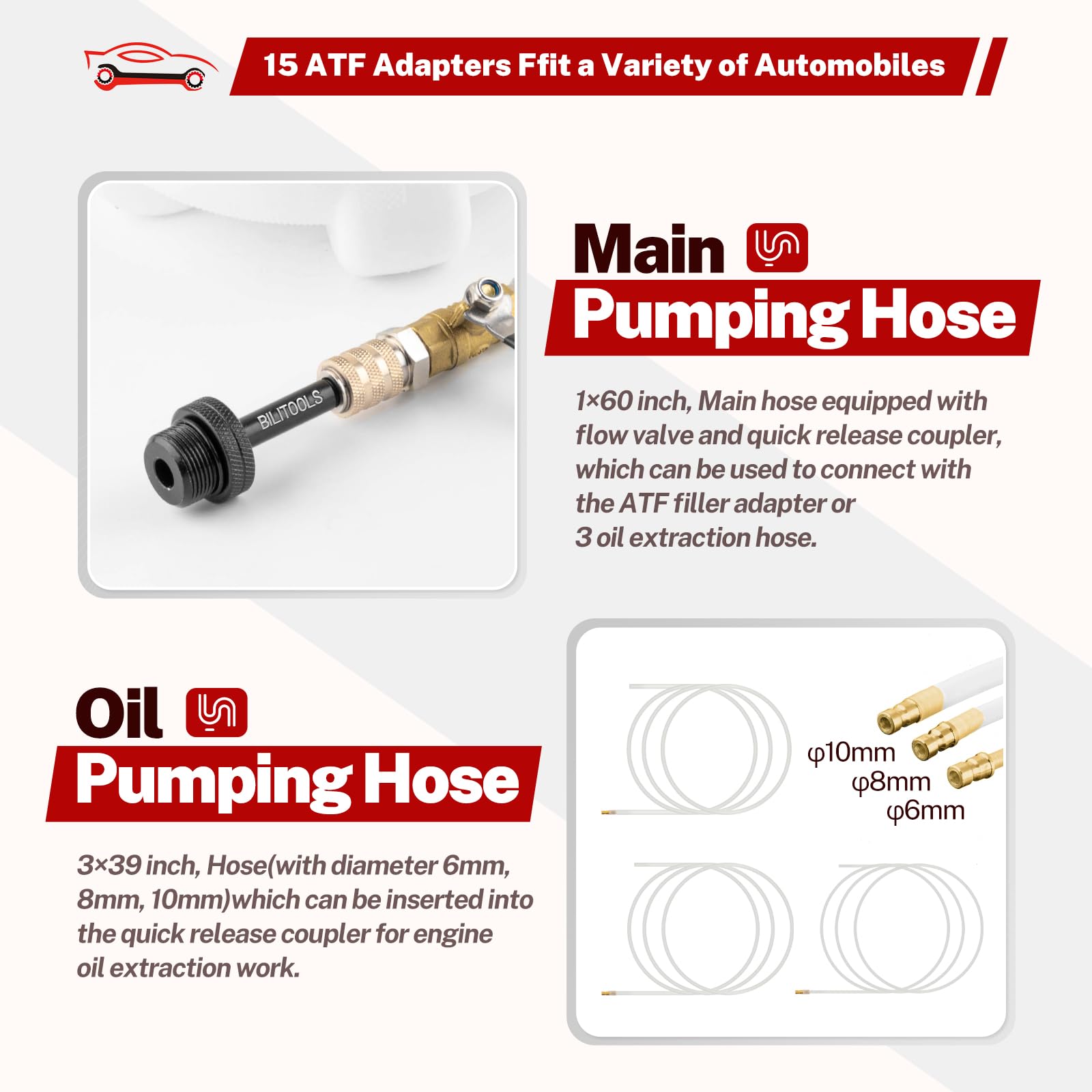 Bilitools Transmission Fluid Transfer Pump Air Operated, 8L (2.1 Gallons) Automatic Pneumatic Vacuum Oil Fluid Extractor Dispens