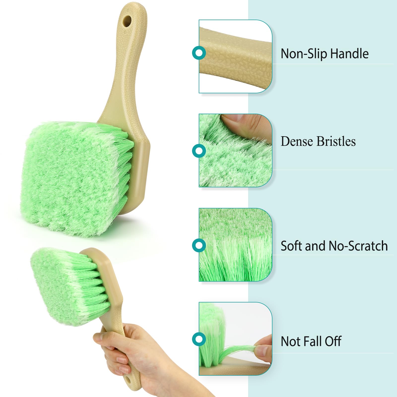 Fitosy Wheel Rim & Tire Brush Set, Soft & Stiff Bristle Wash Cleaning Supplies Kit for Car Body Exterior Surface, Carpet, Truck,