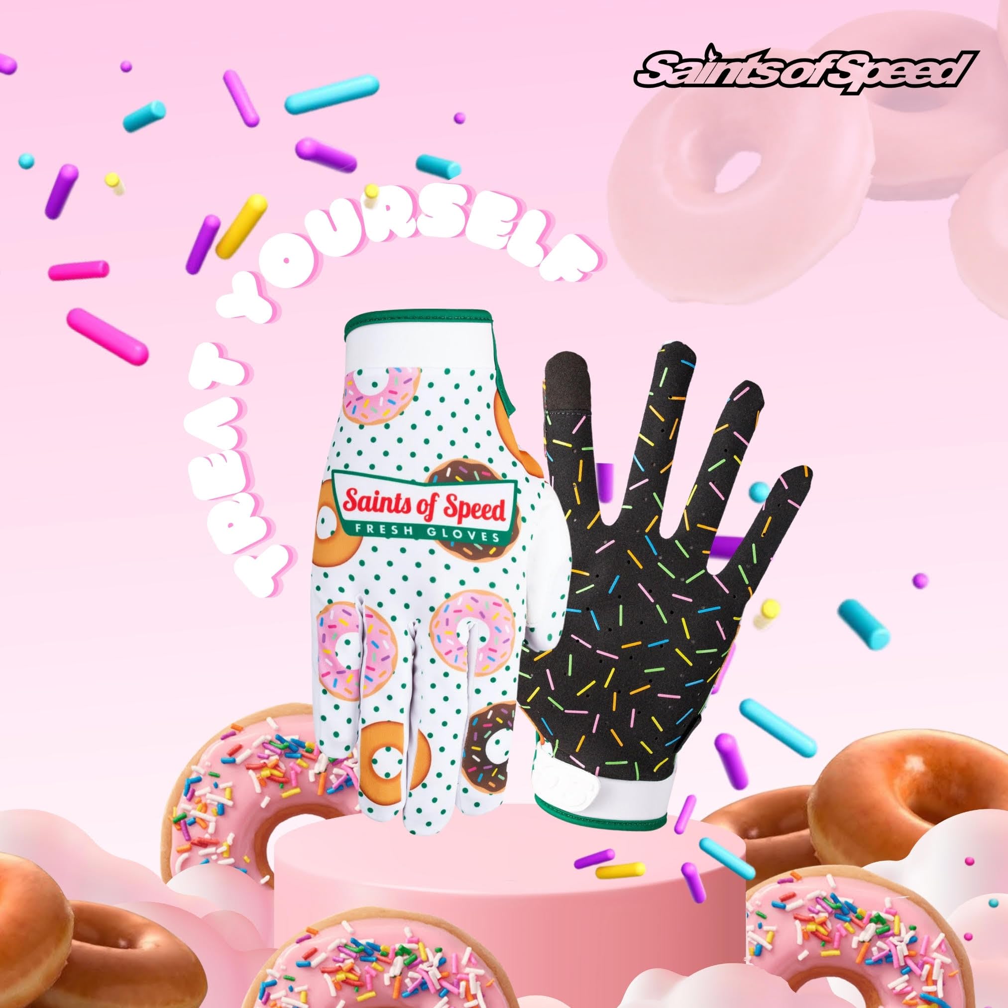 Saints of Speed Mountain Bike & Motorcycle Gloves, Medium, Polyester, Glazers, Model Phase 2