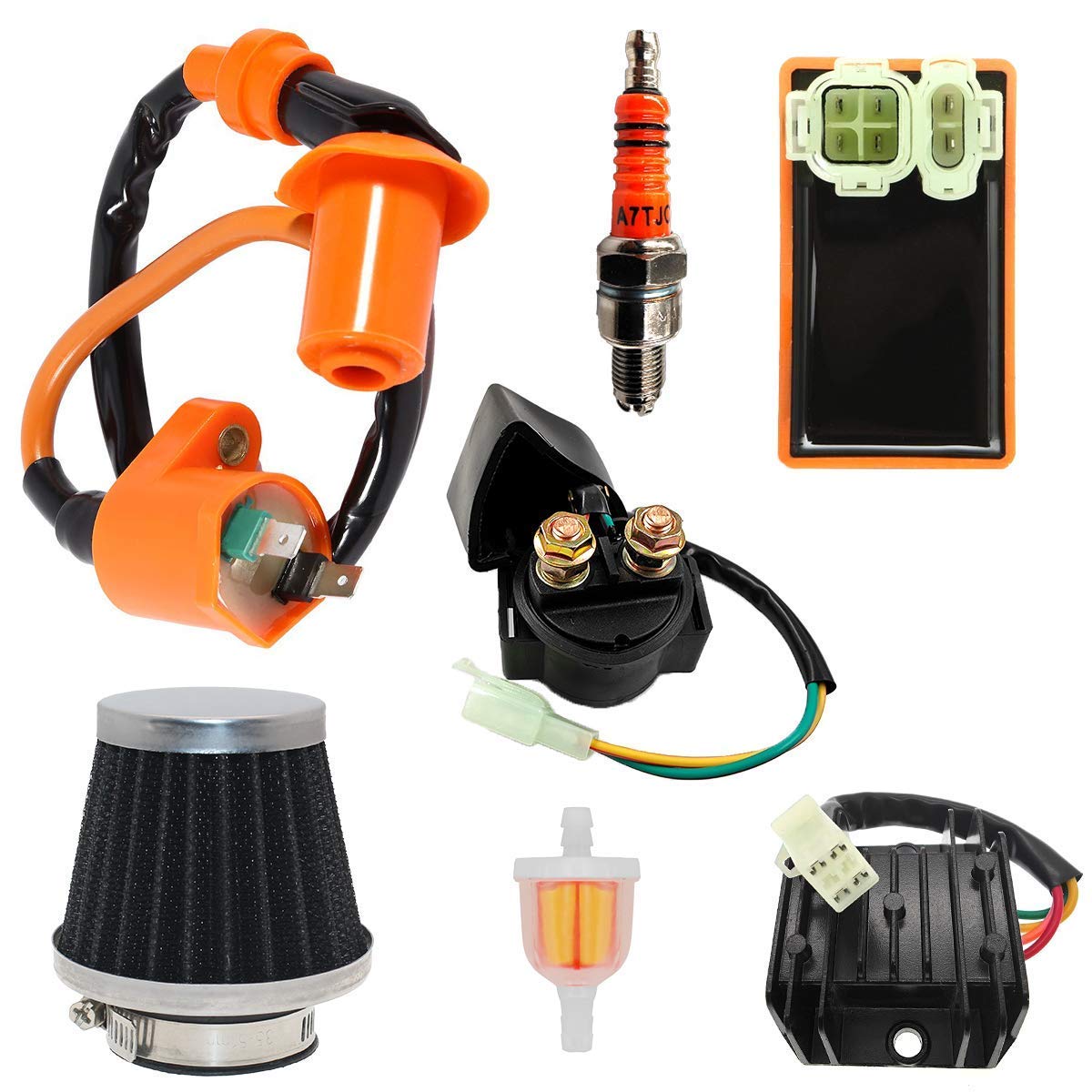 High Performance Racing 6 Pin AC CDI Ignition Coil Spark Plug A7TC for GY6 50cc 125cc 150cc 4-stroke Engines Scooter ATV Go Kart