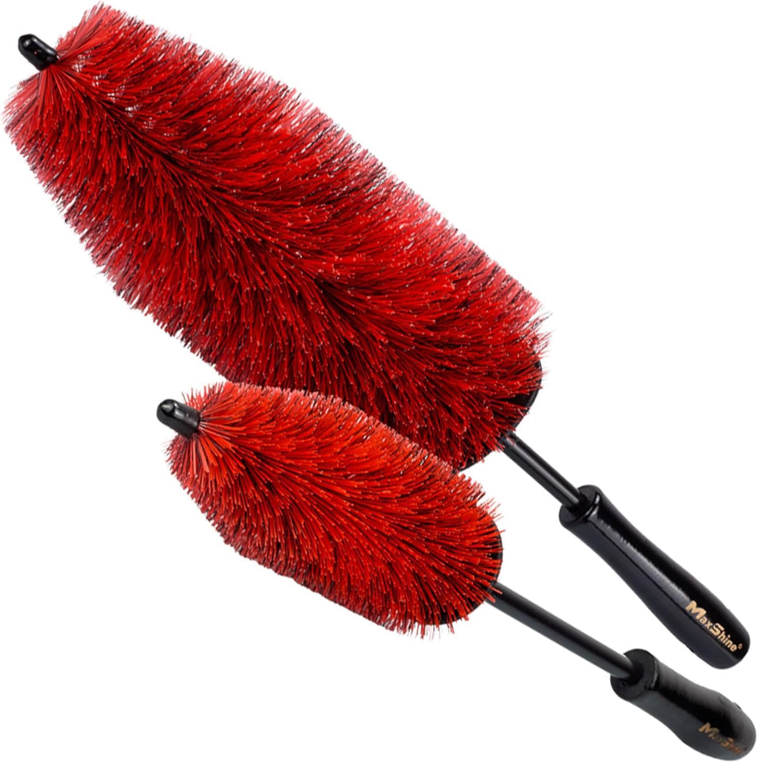 Maxshine Universal Wheel & Rim Brush Set, 2-Piece (10    & 6   ) - Soft Non-Abrasive Bristles with Comfort Grip - Car Detailing 