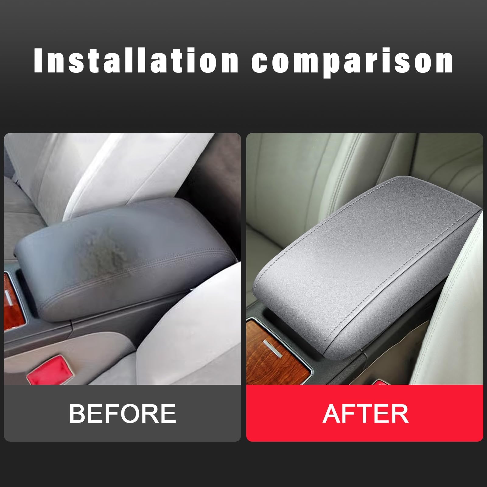 Aomsazto Gray Armrest Covers For 2007-2011 Toyota Camry